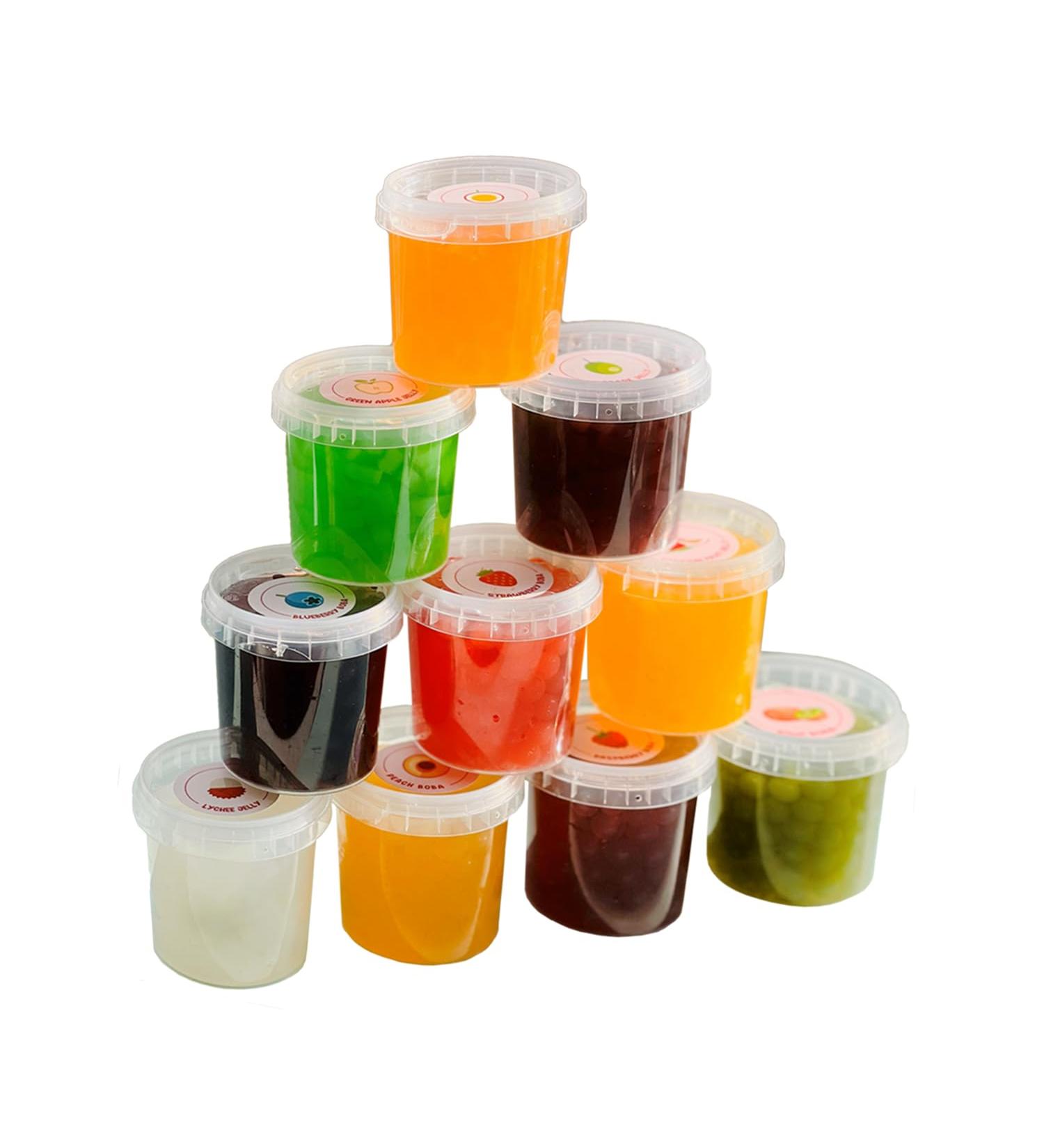 Boba Bar London | Mixed Popping Bobas & Jelly Pots | Box of 4 Pots | Great for Parties Easter Present Birthdays Gifting Lunar New Years Boba bar Popping boba Pot of 4 - Buy Online on GoSupps.com