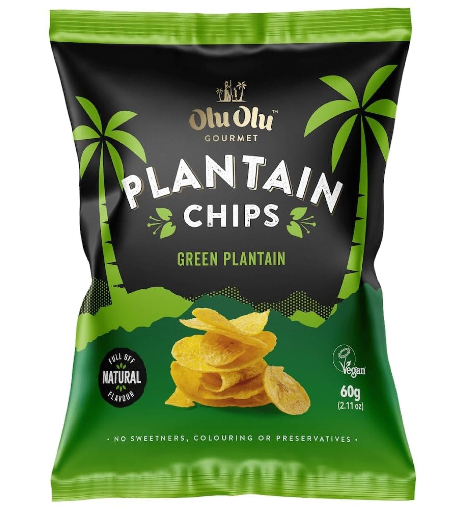 Olu Olu Gourmet I Plantain Chips I Green Plantain with Salt I 60G I Pack of 12