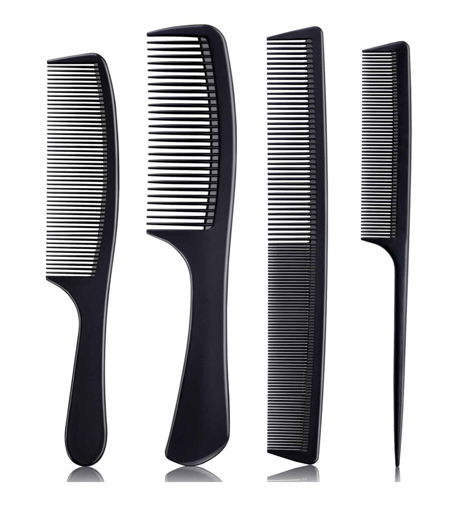 Premium Carbon Fiber Hair Comb Set - 4 Pieces for Styling & Teasing | Professional Fine & Wide Tooth Combs for Men & Women - Buy Online on GoSupps.com