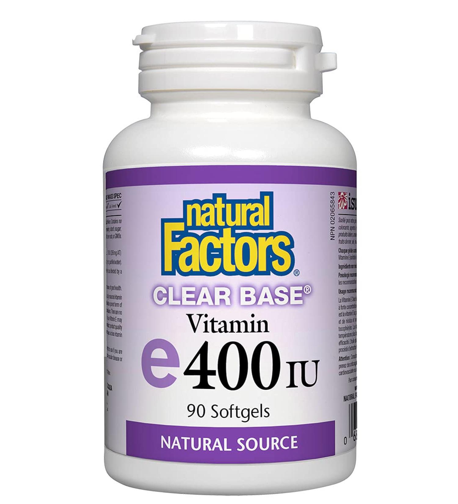 Natural Factors Vitamin E 400 IU Clear Base - 90 softgels - Buy Online on GoSupps.com