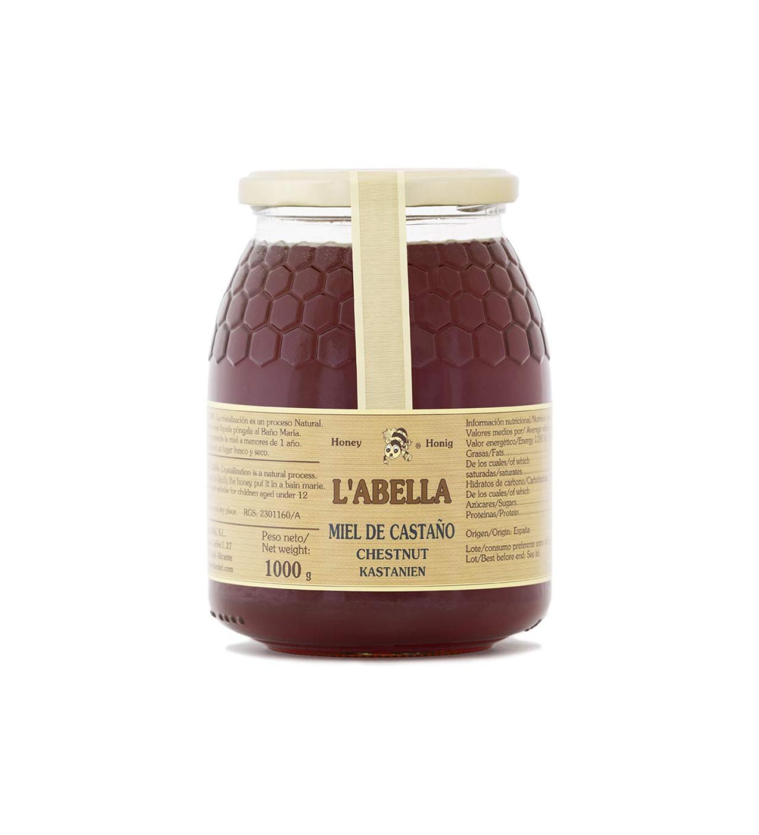 L'abella Mel - Chestnut Honey - Natural Honey Harvested in Spain (1kg)