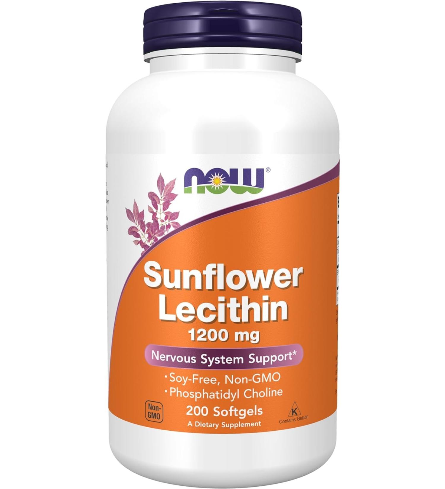 Sunflower Lecithin 1200 mg Soy-Free Non-GMO - 200 Softgels - Buy Online on GoSupps.com