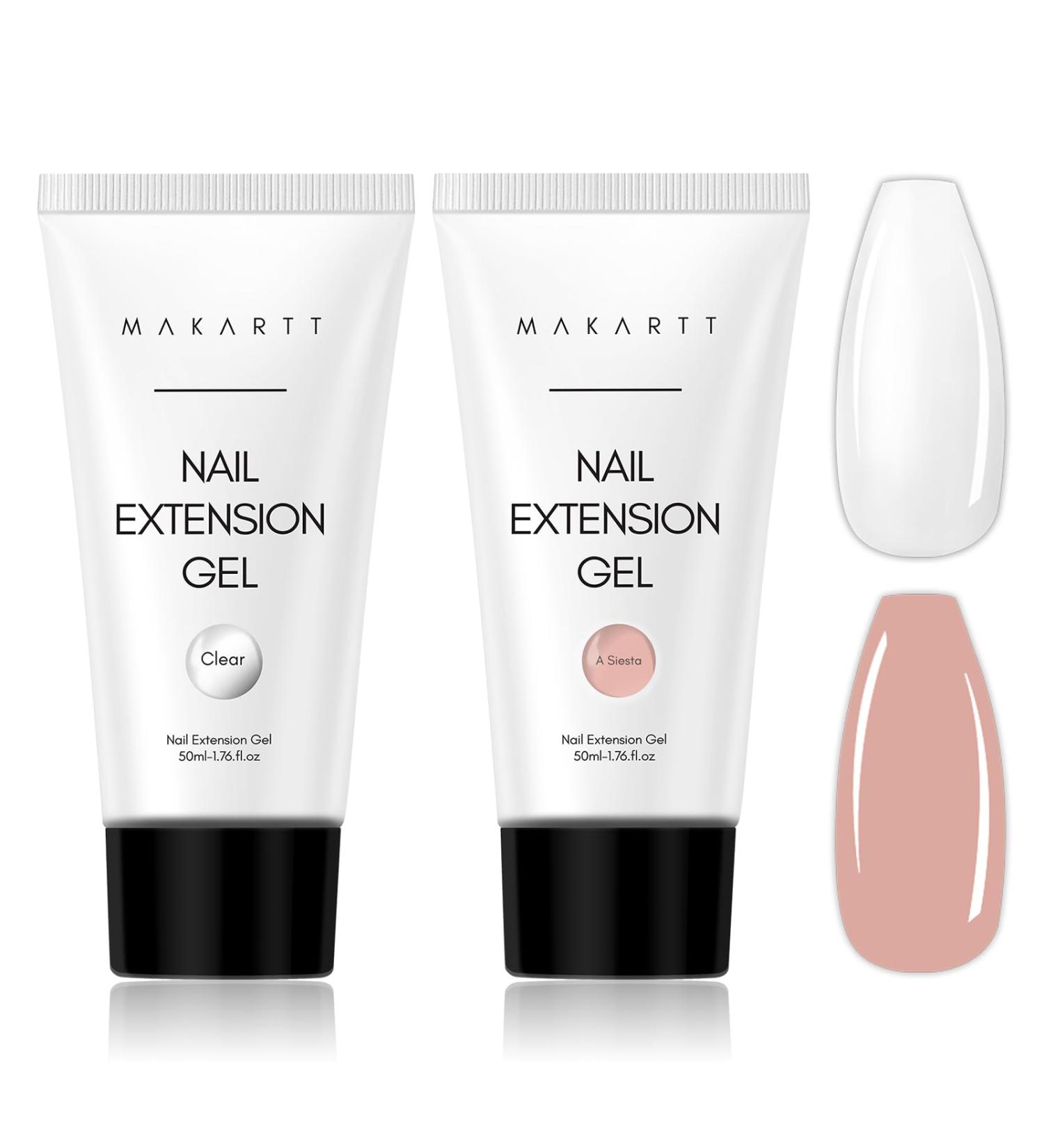 Makartt 50ML Poly Nail Gel Builder Gel Kit - White, Pink, Nude, Clear Rosy Gel for Technician Starter DIY Salon Design - Clear+A Siesta - Buy Online on GoSupps.com