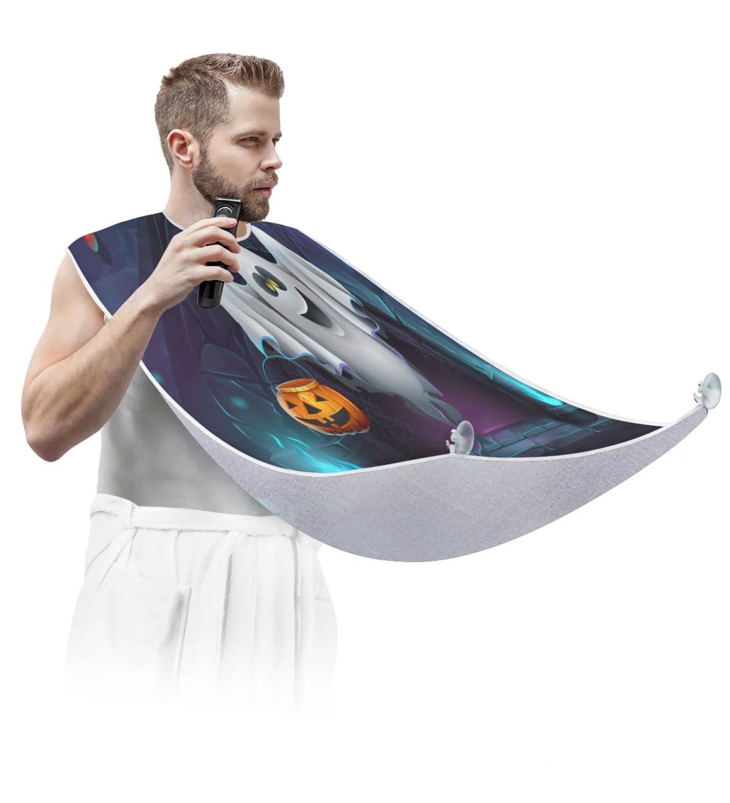 Halloween Spooky Pumpkin Beard Bib Apron | Non-Stick Waterproof Hair Catcher for Men | Perfect Grooming Gift - Buy Online on GoSupps.com