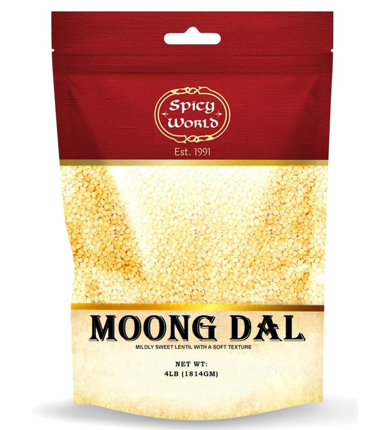 Spicy World Moong Dal 4 LBS - Indian Golden Lentils - 100% Natural & Pure - Buy Online on GoSupps.com
