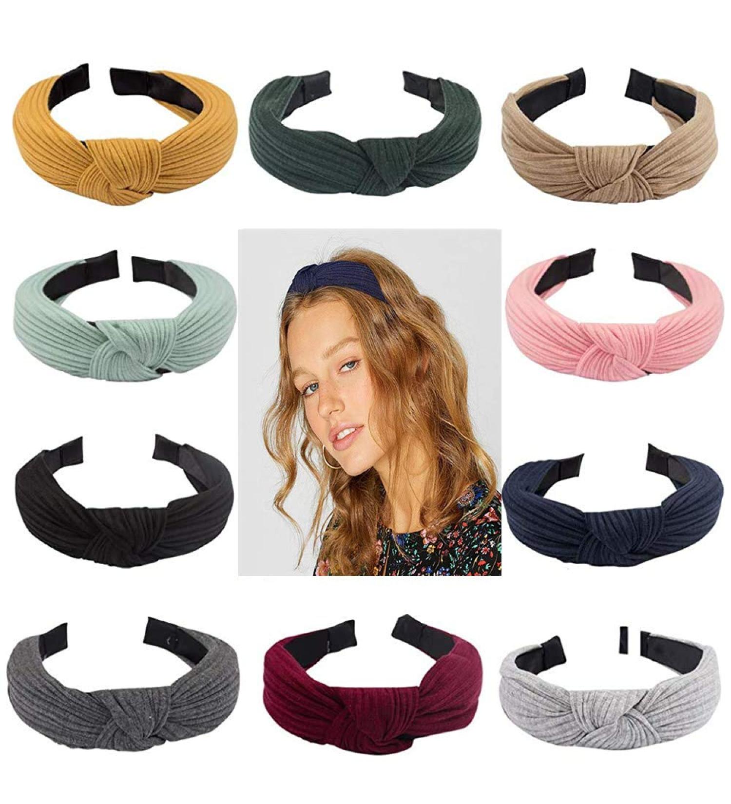 10 Multicolored Hair Ties for Women | Elastic Wide Fabric Turban Knots - Perfect for Girls | International Shipping Available - Buy Online on GoSupps.com