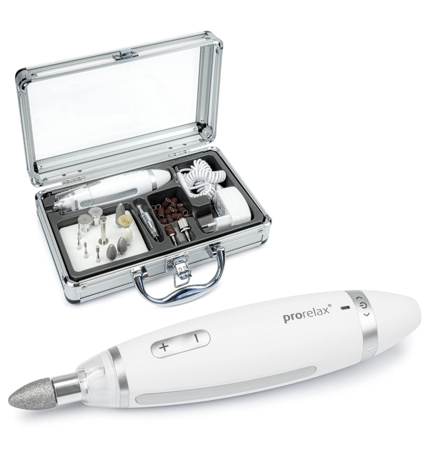 Prorelax Deluxe Manicure Pedicure Set | Professional Hand & Foot Care for Men & Women | 15 Surgical Steel Attachments with LED Light - Buy Online on GoSupps.com