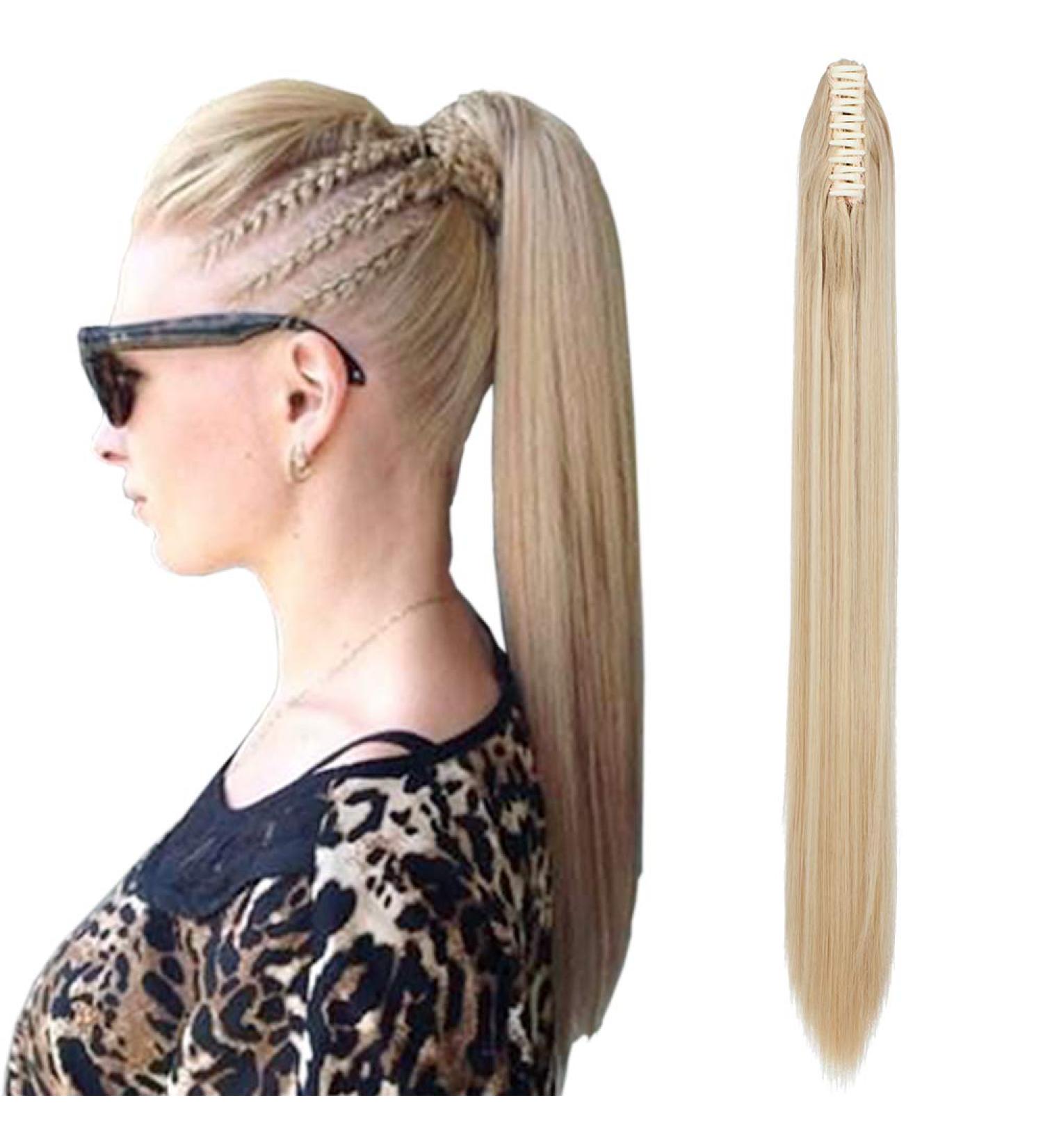 SEGO Ponytail Extension - Pfervie Heat-Resistant Hair Top Piece | Golden Mix Bleach-Blonde 66cm 150g for Effortless Style - Buy Online on GoSupps.com