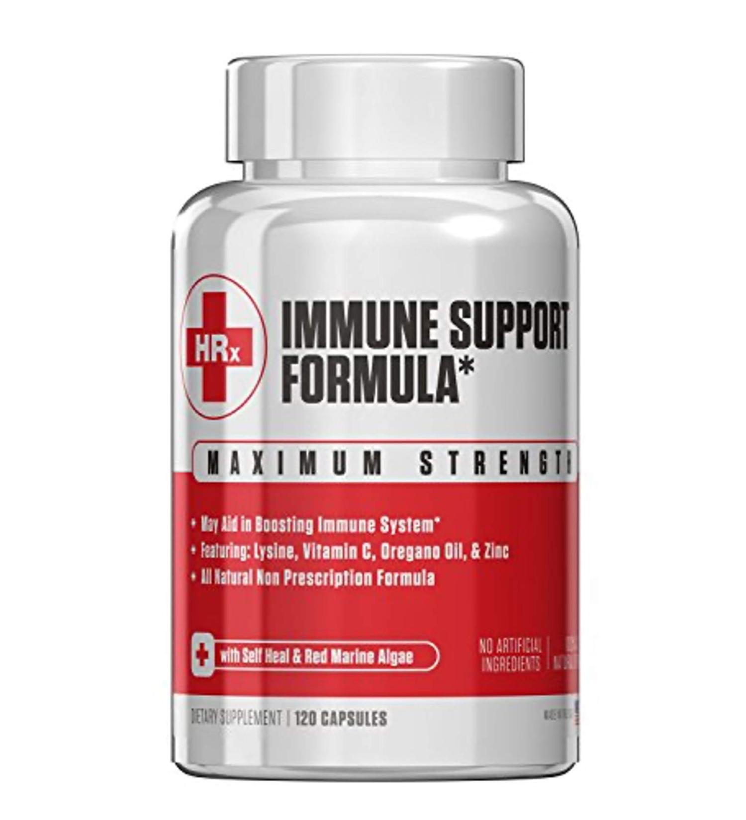 Immune Support Formula with L Lysine, Zinc, Vitamin C & Oregano Oil - 120 Capsules - Buy Online on GoSupps.com
