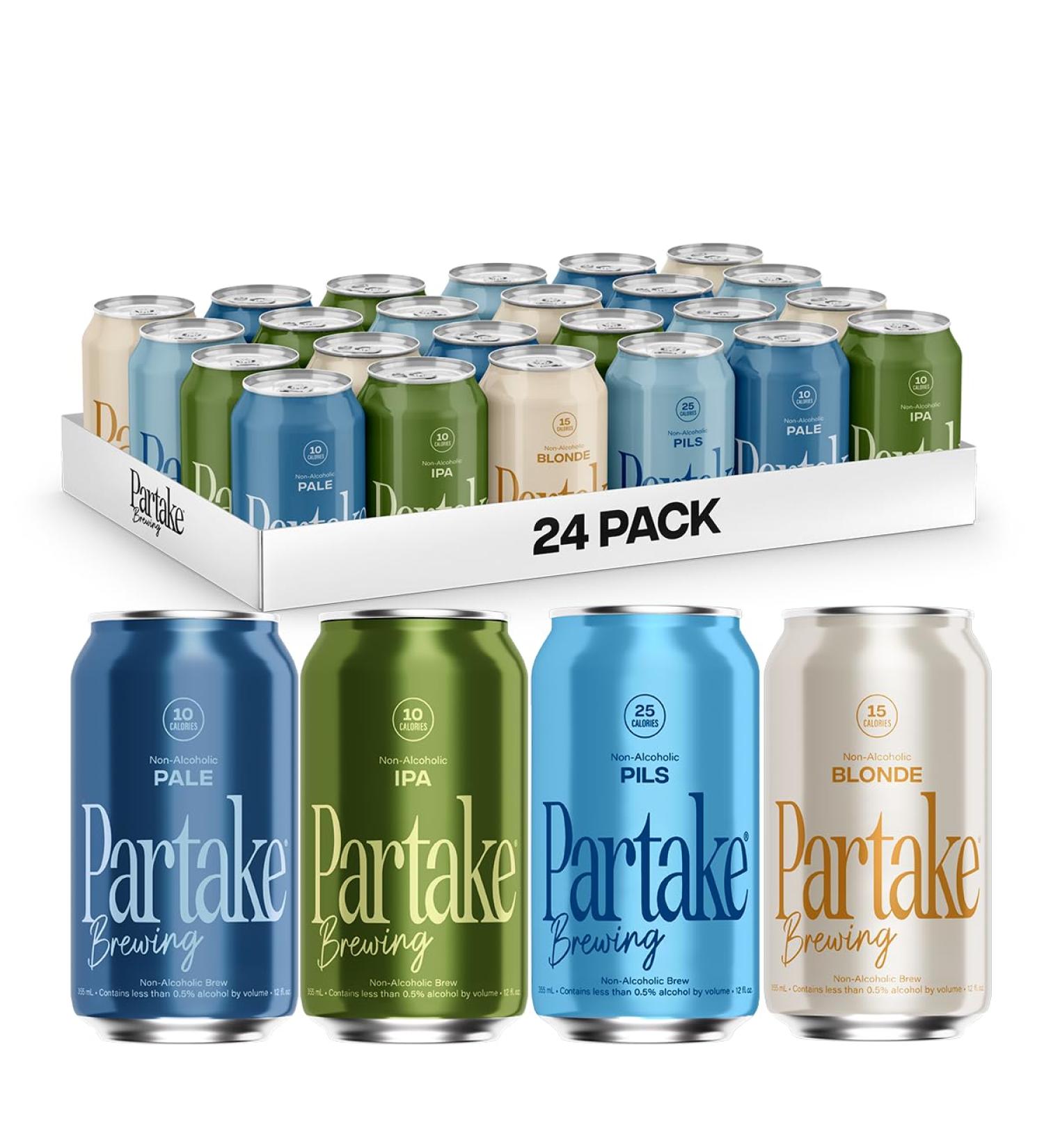 Partake Brewing non-alcoholic beer - Variety Pack - 24-Pack of 12oz Cans. Low-Calorie Low-Carb No Sugar Award-Winning Taste All-Natural Ingredients-Great Tasting Beer Without the Empty Calories - Buy Online on GoSupps.com