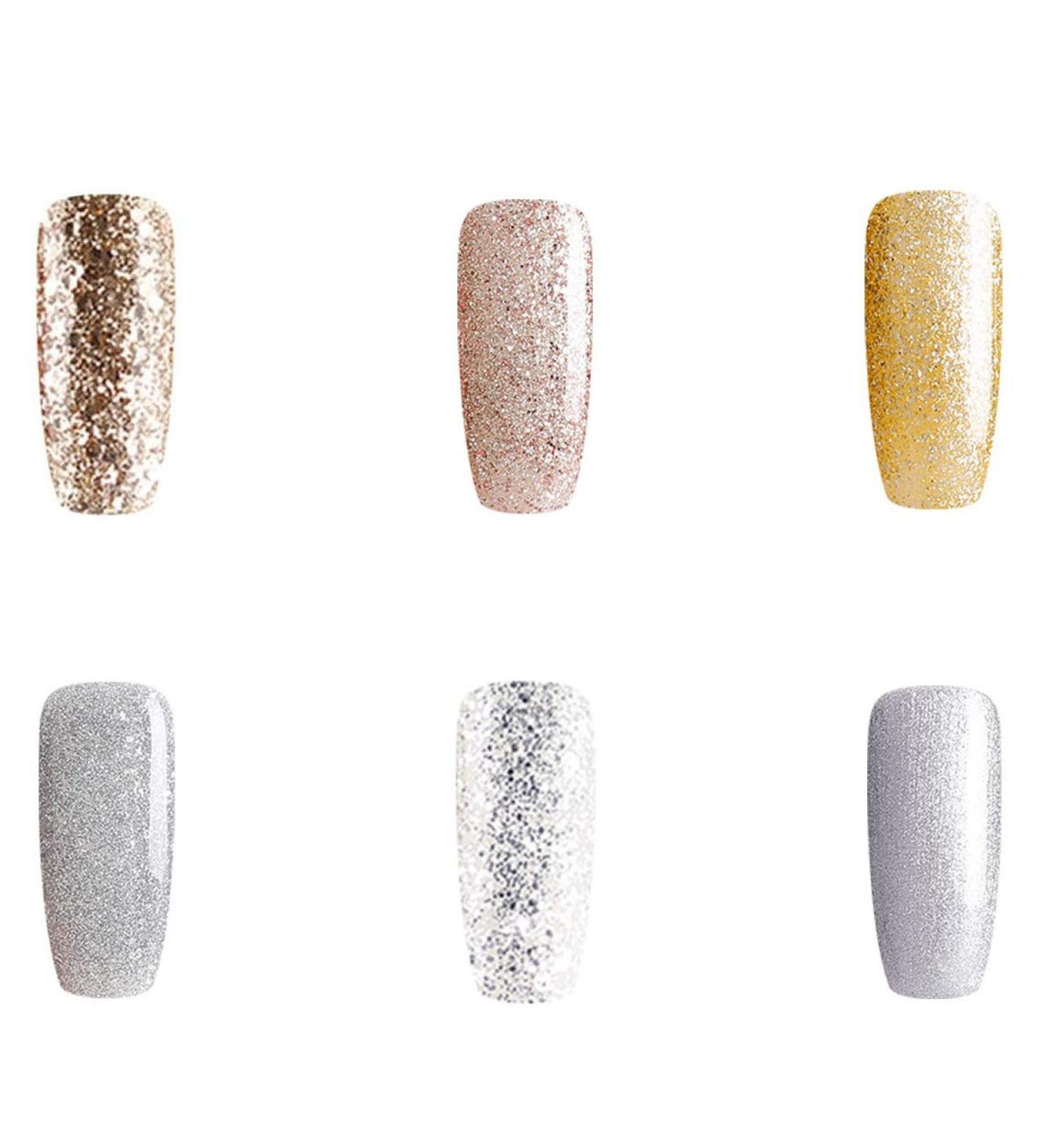 Bluesky Gel Nail Polish Silver And Gold Set Silver Gold Glitter Shimmer (Requires Curing Under Uv/Led Lamp) 10 ml - Buy Online on GoSupps.com