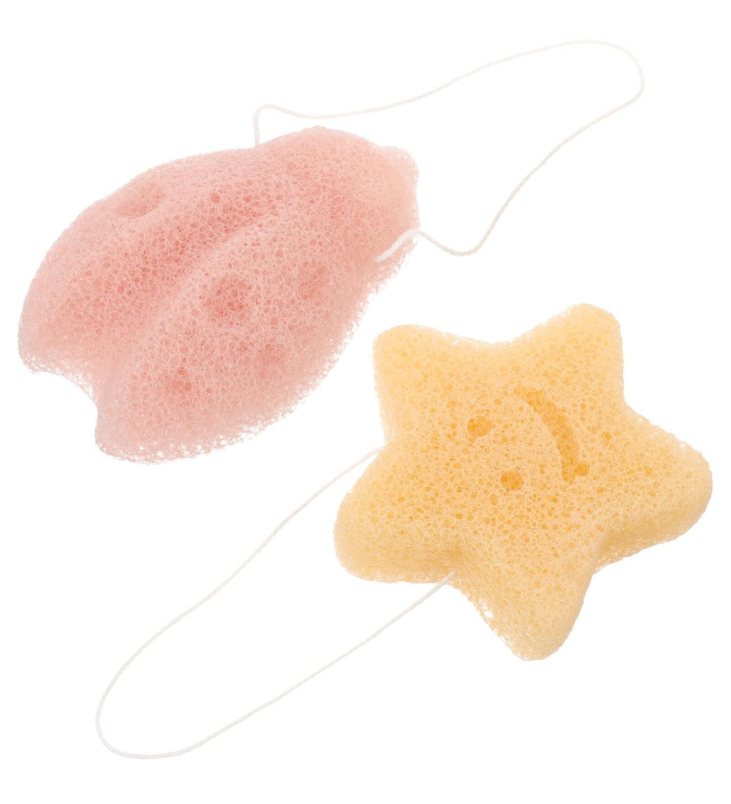 STOBAZA Konjac Face Wash Sponges - 2pcs Exfoliating Kids Bath & Baby Loofah Scrubbers | Portable Konjac Body Puff & Toy - Buy Online on GoSupps.com