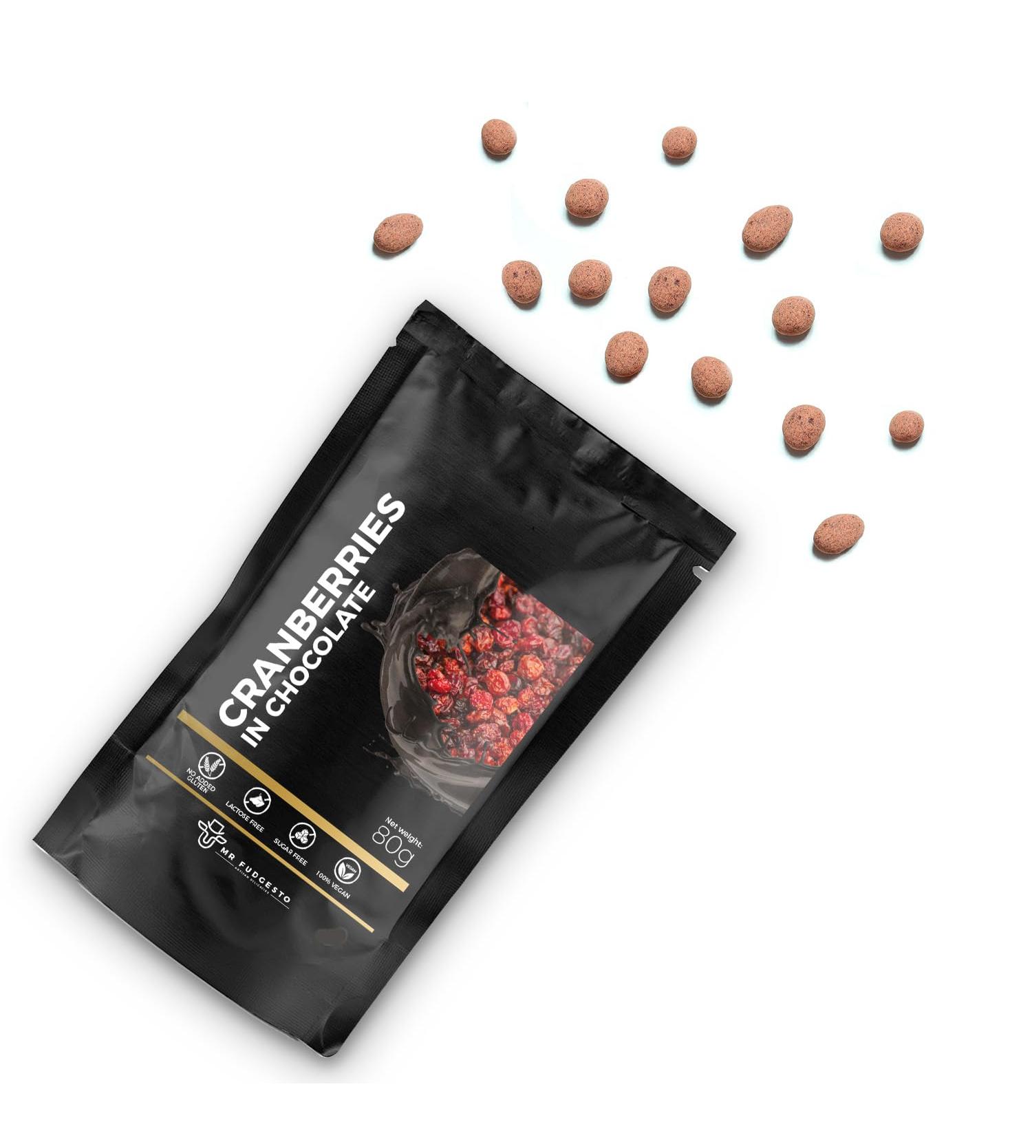 Buy Premium Dried Cranberries in Dessert Chocolate - Mr. Fudgesto Sweets 80g | Luxurious Gourmet Confectionery - Buy Online on GoSupps.com