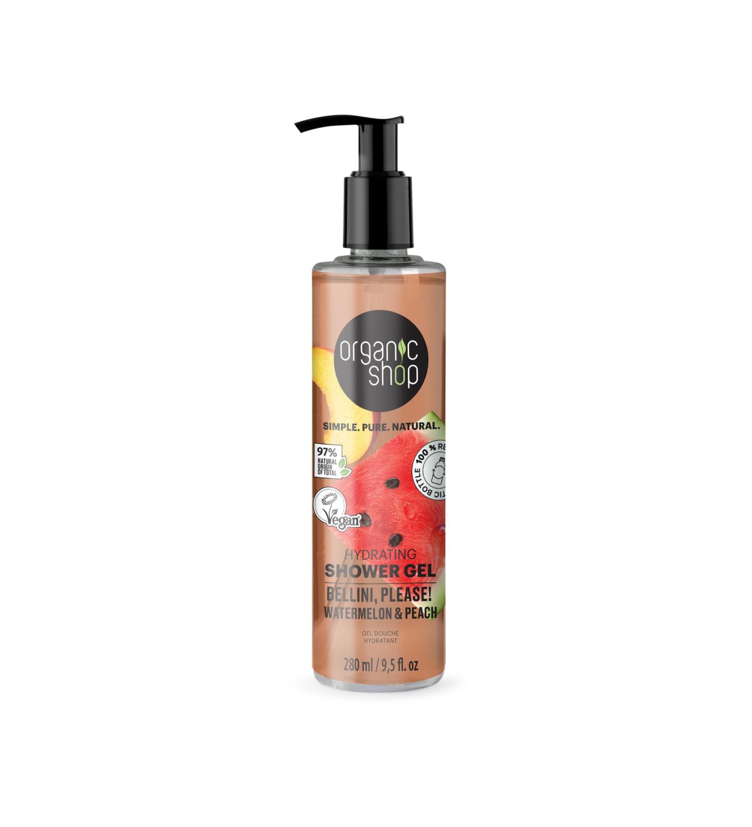 Organic Shop Watermelon & Peach Body Wash Skin Hydrating Shower Gel 100% Vegan & Organic Deep Moisturizing Skin Cleanser Nourishing Body Wash. 9.5 Fl Oz - Buy Online on GoSupps.com