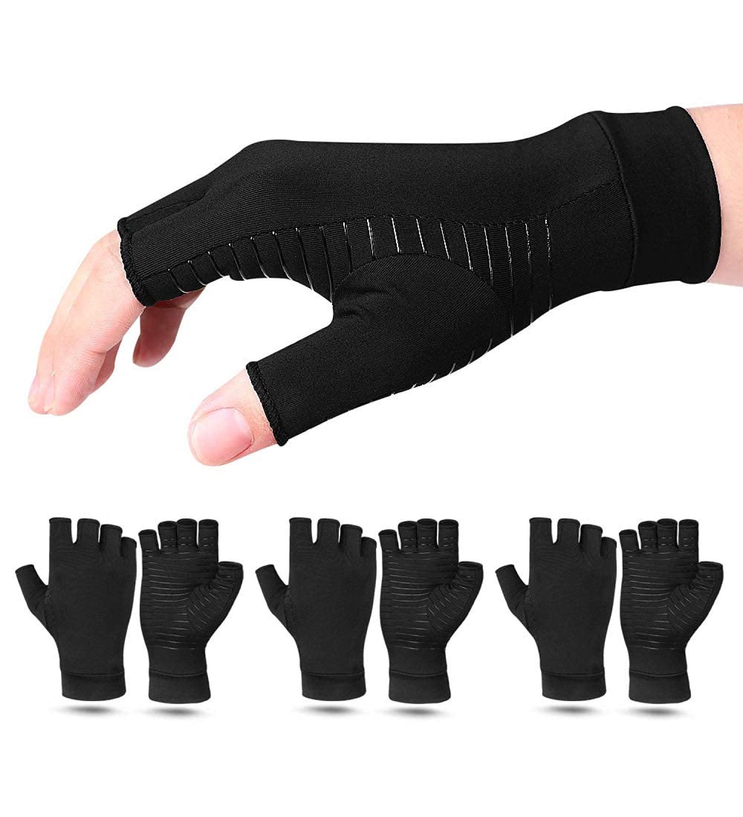 2 Pairs Copper Fiber Arthritis Compression Gloves - Pain Relief & Support | International Shipping Available - Buy Online on GoSupps.com