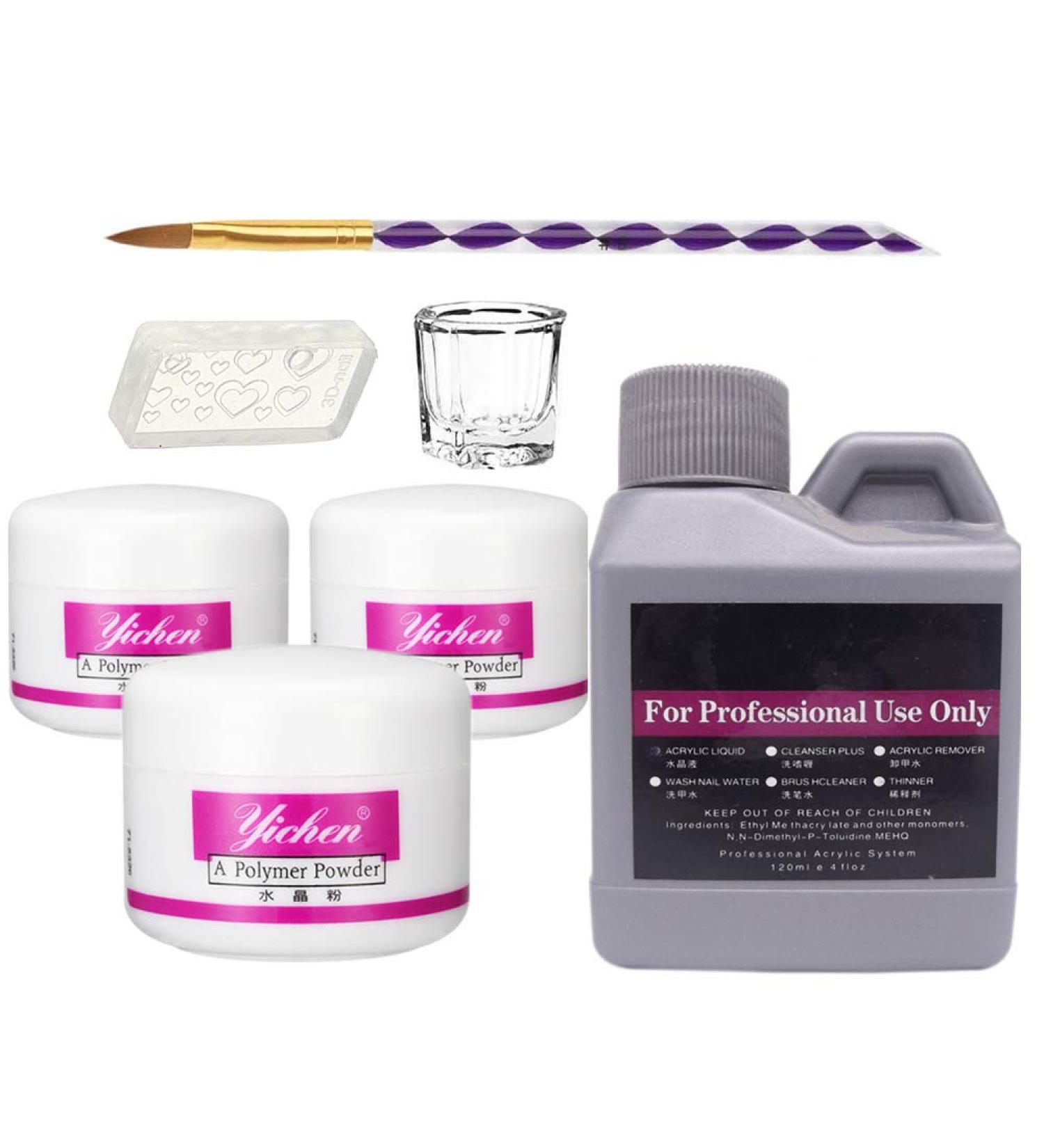 Warm Girl Acrylic Nail Kit Acrylic Powder and Acrylic Liquid Set 3 Colors Pink White Clear Nail Powder kit for Nail Extension Acrylic Art Brush Professional Kits 120 ml set 1 - Buy Online on GoSupps.com