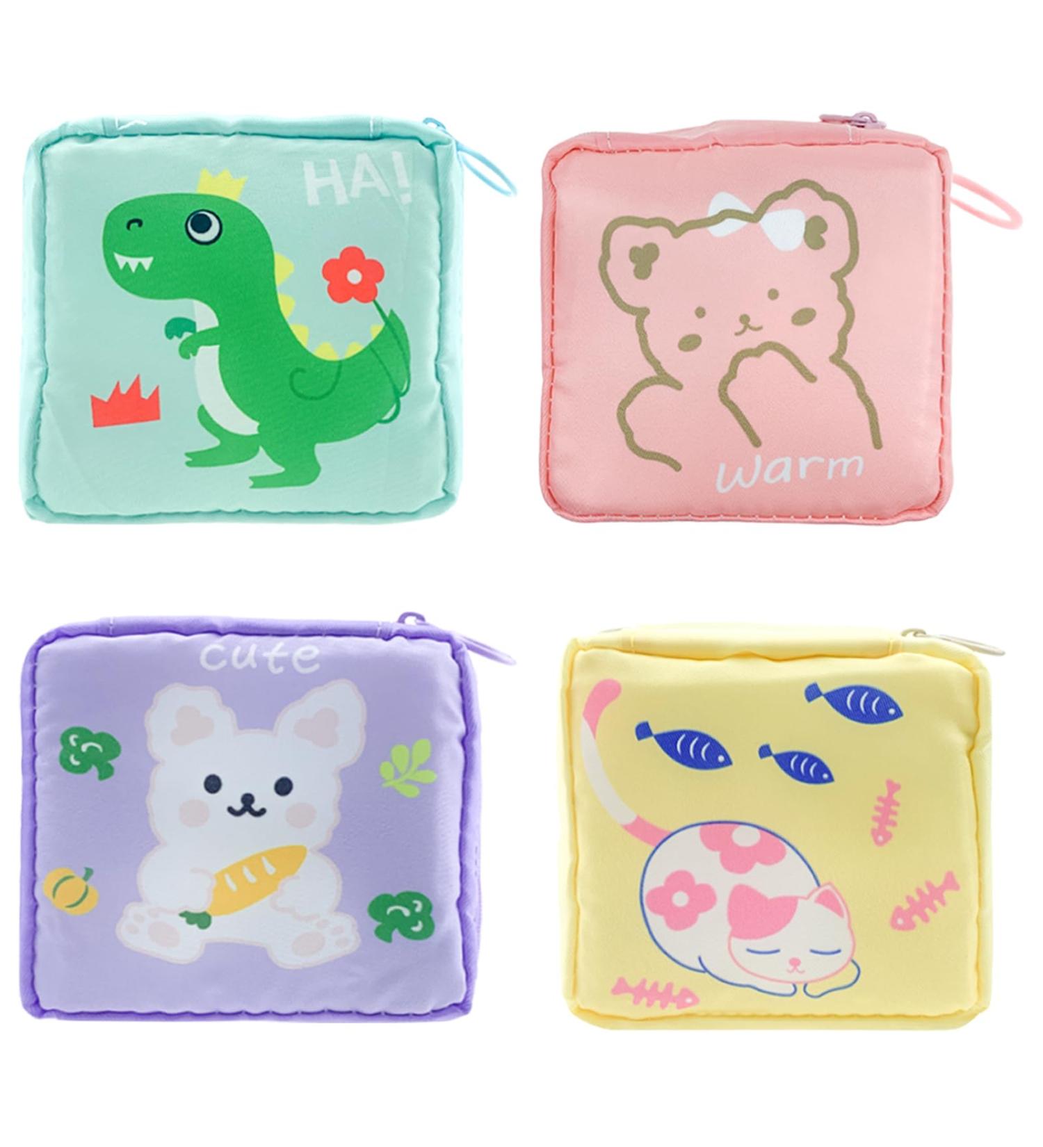 Buy 4-Piece Cute Animal Large Capacity Tampon & Pad Bag - Mini Cosmetic Bags for Women & Girls (4 Colors) | International Shipping - Buy Online on GoSupps.com