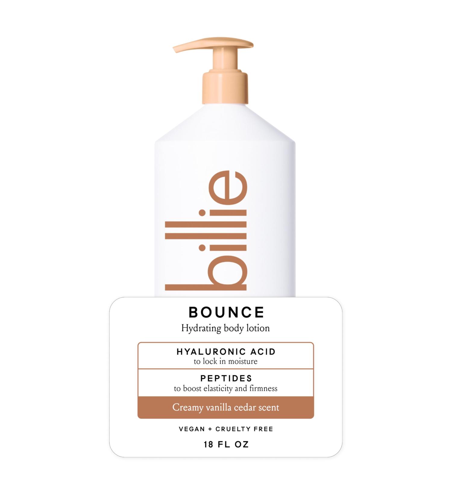 Billie Bounce Hydrating Women's Body Lotion Vanilla Cedar Scent with Hyaluronic Acid 18 fl oz Bounce 18 Ounce (Pack of 1) - Buy Online on GoSupps.com