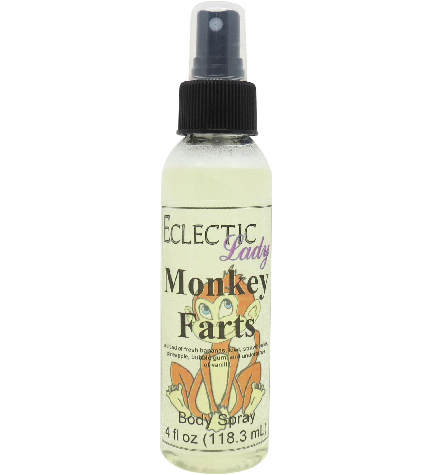 Monkey Farts Body Spray 4 ounces Body Mist for Women with Clean Light & Gentle Fragrance Long Lasting Perfume with Comforting Scent for Men & Women Cologne with Soft Subtle Aroma For Daily Use 4 Fluid Ounces - Buy Online on GoSupps.com
