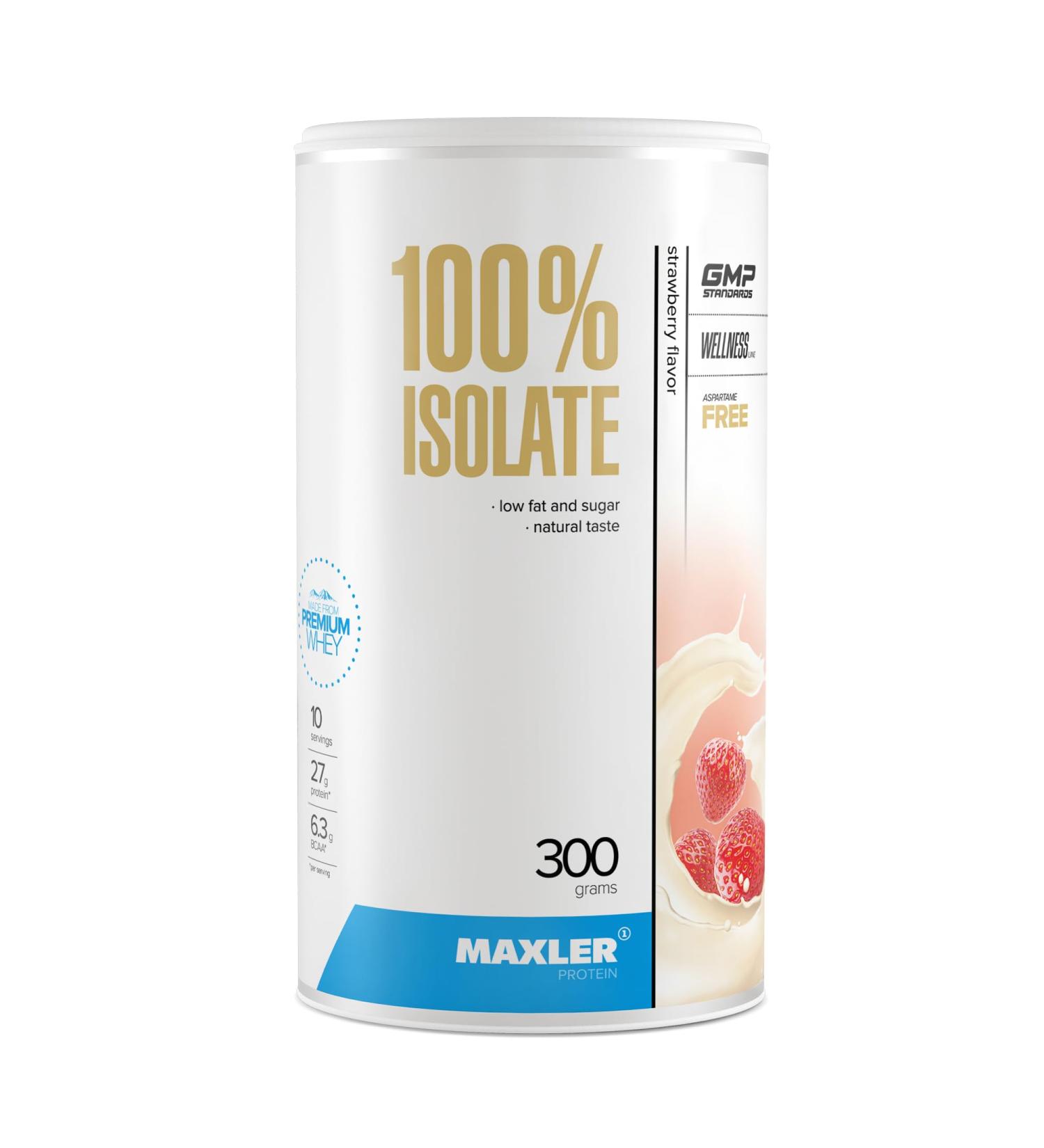  Maxler Maxler 100% Isolate Protein Powder Natural Flavoured Whey Isolate from Livestock Whey Protein Isolate Low Sugar & Tasty Strawberry 300 g - Buy Online on GoSupps.com