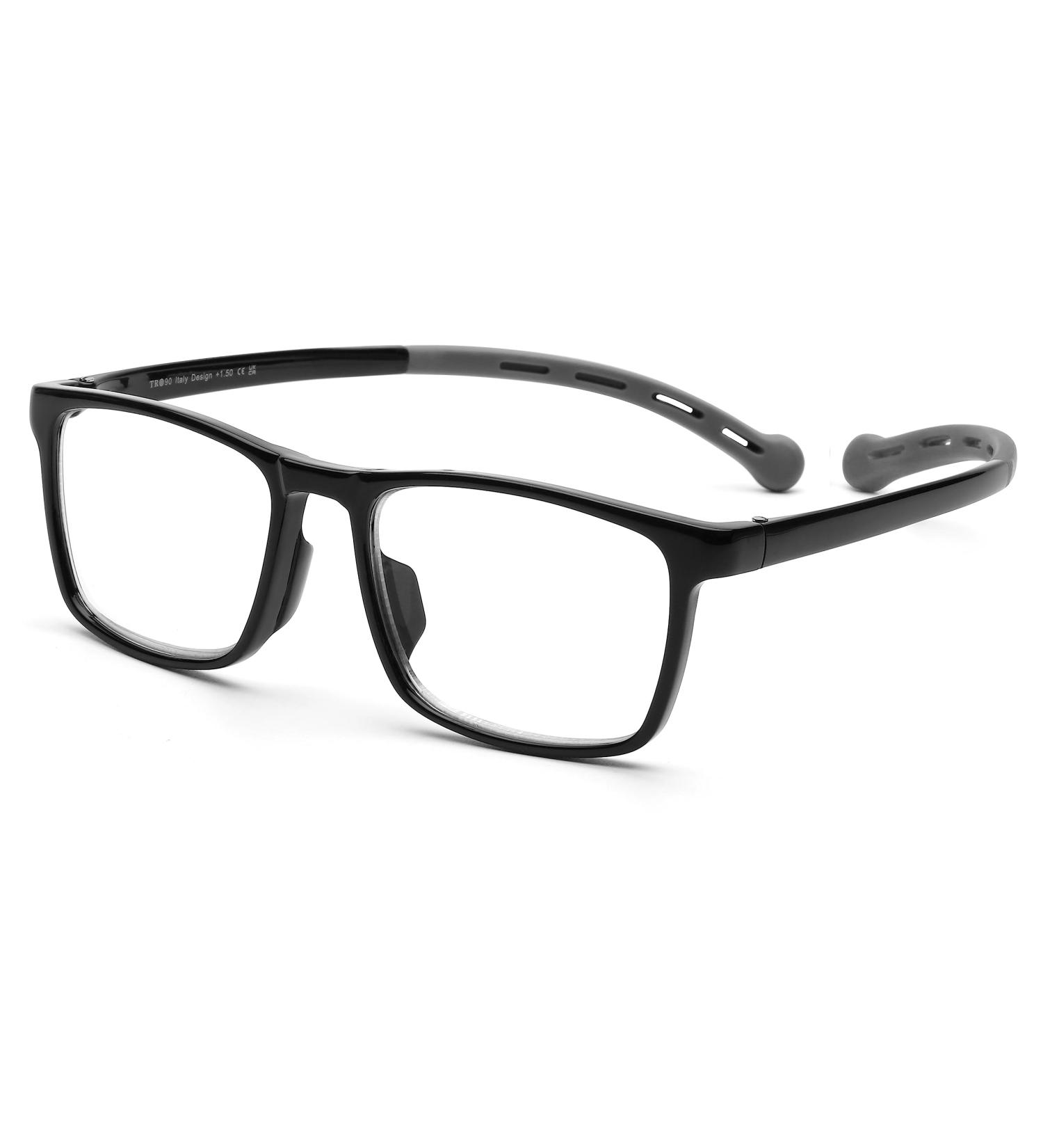 DOOViC Blue Light Filter Reading Glasses - Square Frame Large Lenses Prescription 2.75x - Stylish Black Design for Eye Protection - Buy Online on GoSupps.com