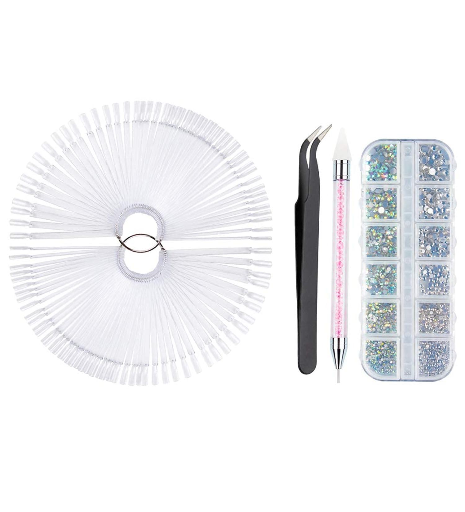 SGSHQQ 100 Fan-Shaped Nail Pattern Sticks | False Nail Art Tips | Polish Gel Salon Display Tools & Nail Strassstein Set - Shop Internationally - Buy Online on GoSupps.com