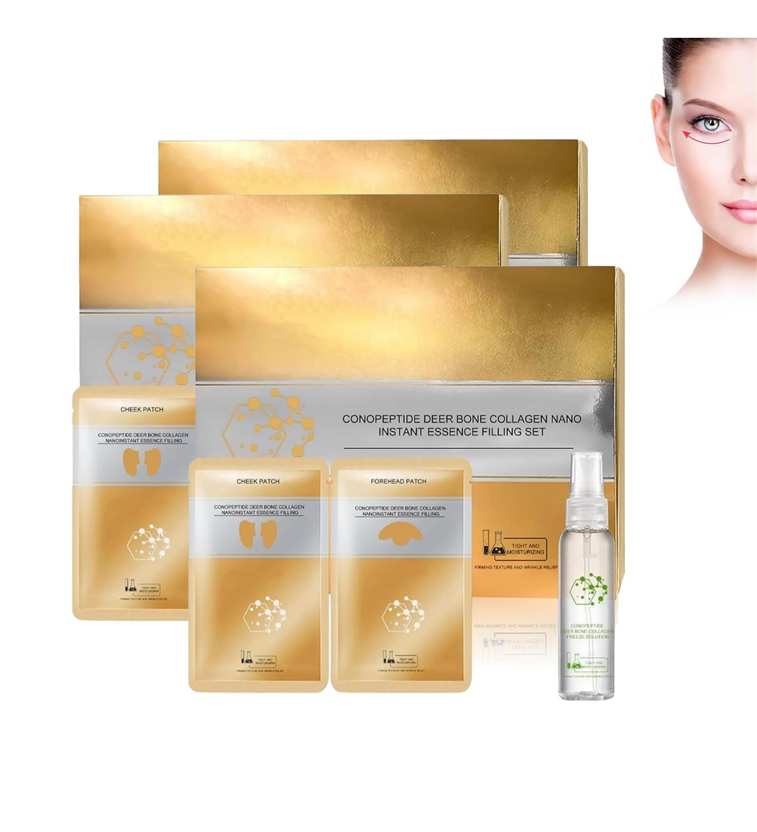 Peptidew Korean Spiral Peptide Deer Bone Soluble Collagen Film Spiral Peptide Deer Bone Collagen Essence Kit Face Mask Collagen Essence Tightening Patch Spiropeptide Deer Collagen Essence (3Set) - Buy Online on GoSupps.com