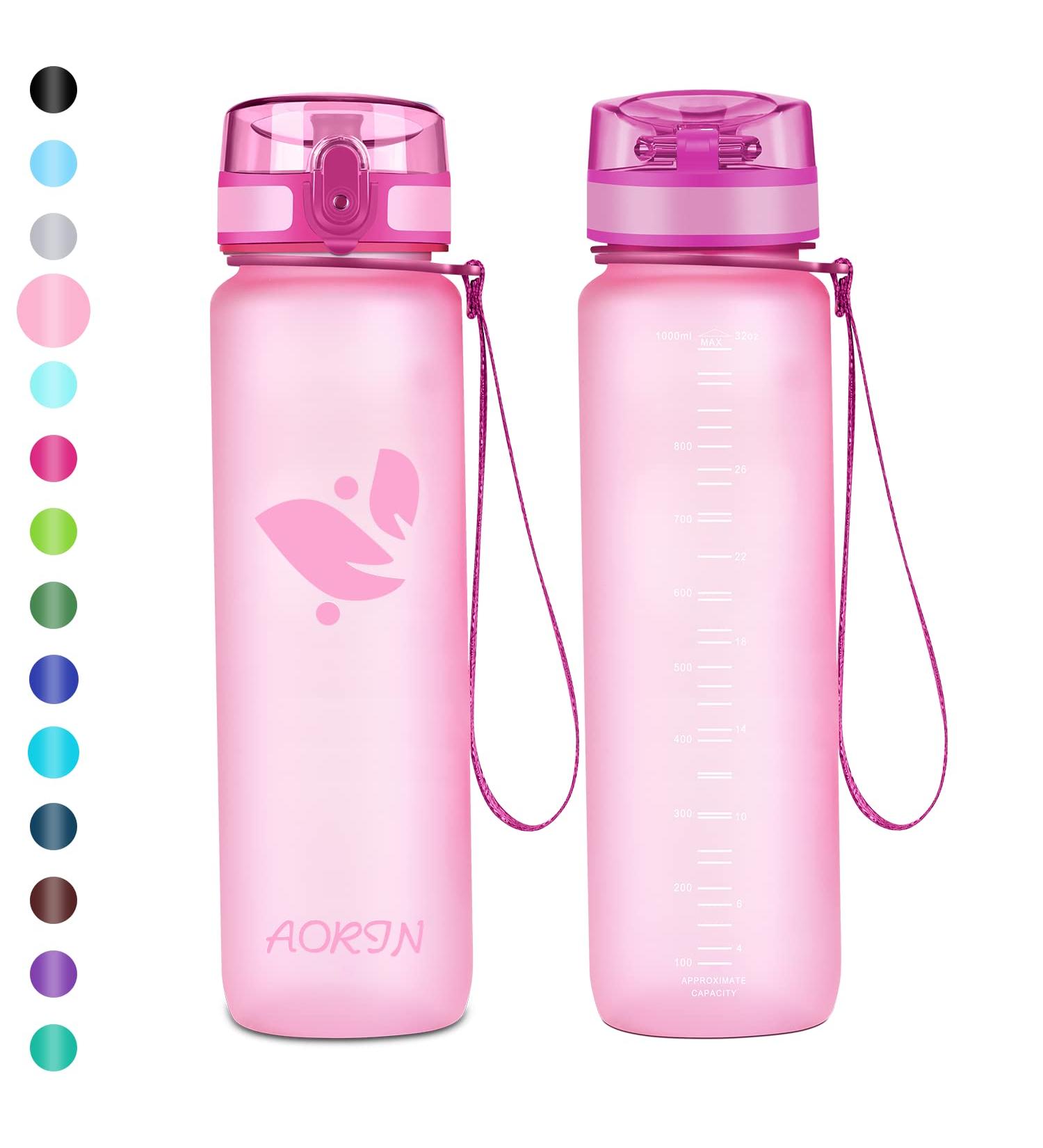 Aorin BPA-Free Tritan Leak-Proof Water Bottle - 350ml/500ml/750ml/1L | Fitness Running Yoga Outdoor - Pink Color for Adults & Kids - Buy Online on GoSupps.com