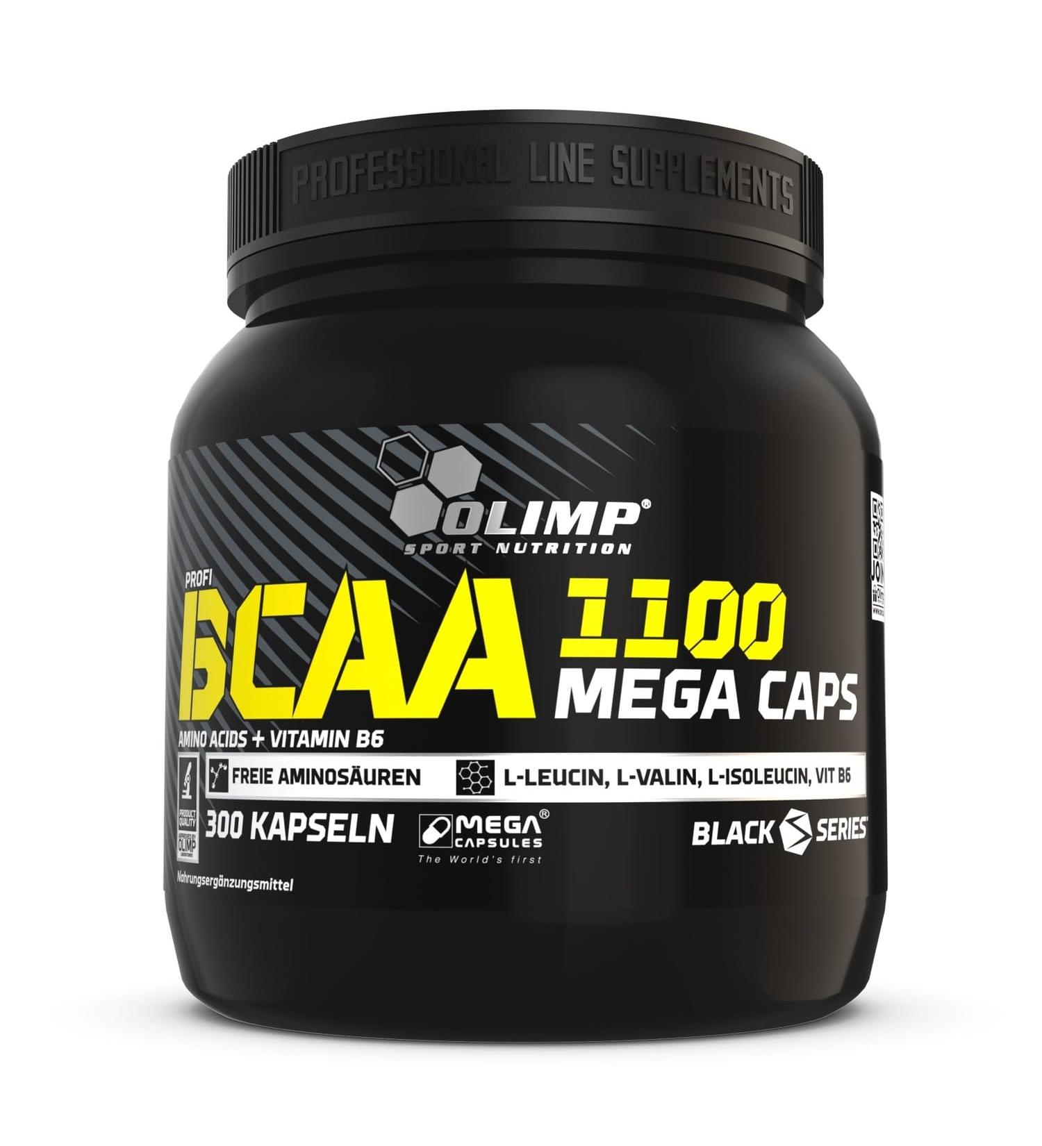 Olimp Sport Nutrition BCAA 1100 Mega Caps - High-Dose Amino Acids Capsules (300 Stk) for Optimal Performance - International Shipping Available - Buy Online on GoSupps.com