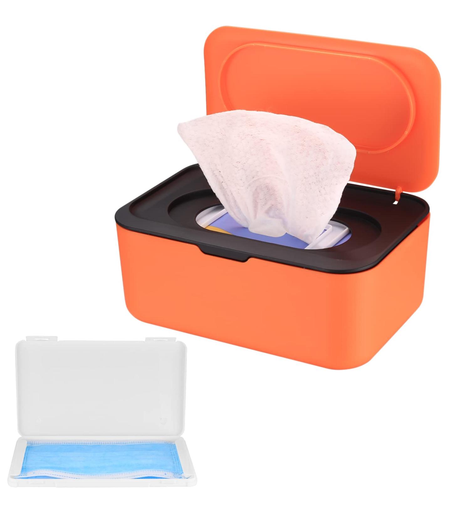 Buy Stylish Black & Orange Wet Wipes Box Holder - Compact Tissue Dispenser with Lid for Baby Care | International Shipping Available - Buy Online on GoSupps.com