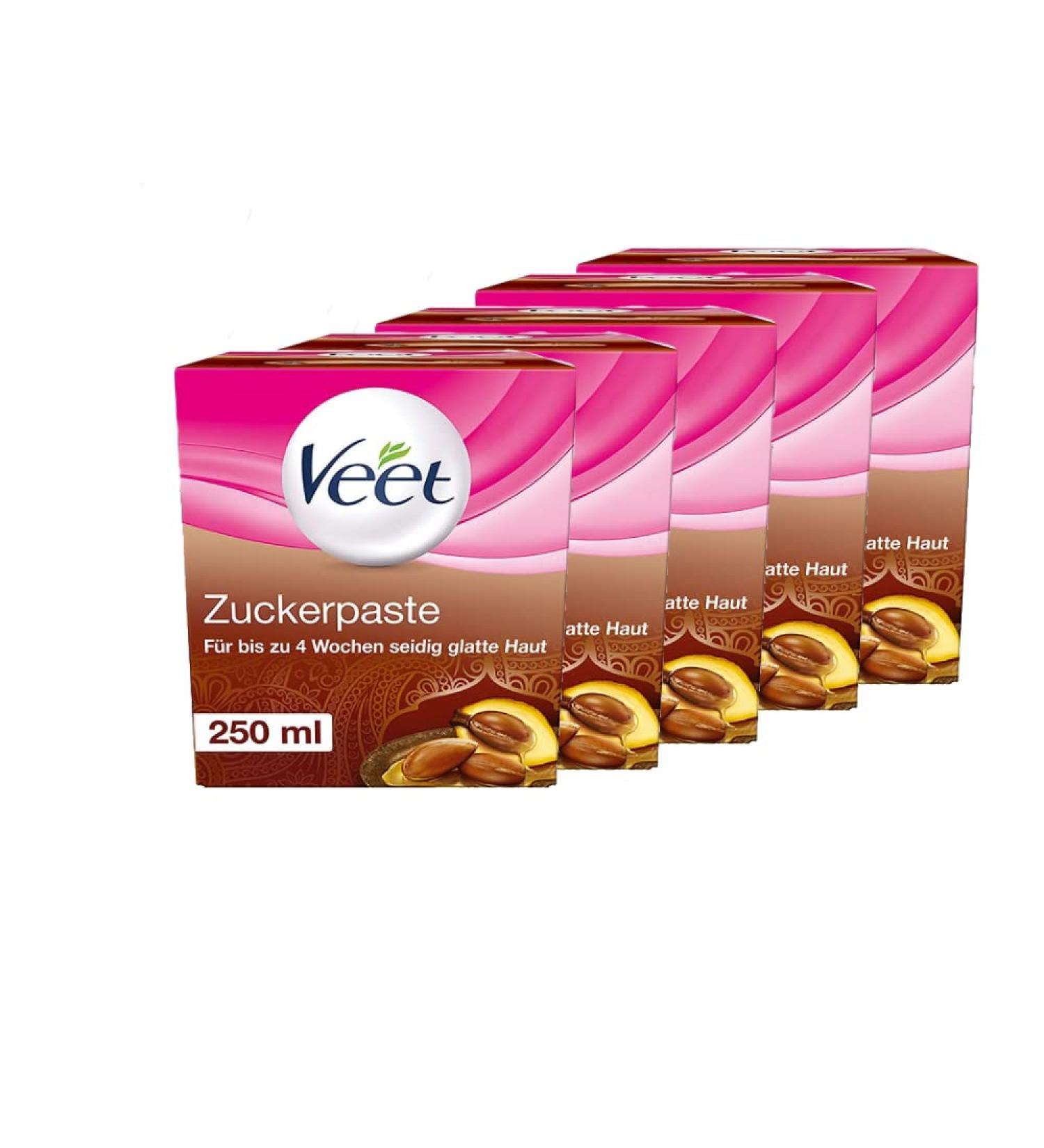 Veet Sugaring Sugar Paste with Argan Oil - Hair Removal for Smooth Skin | 5 x 250ml | Up to 4 Weeks Results - International Shipping Available - Buy Online on GoSupps.com