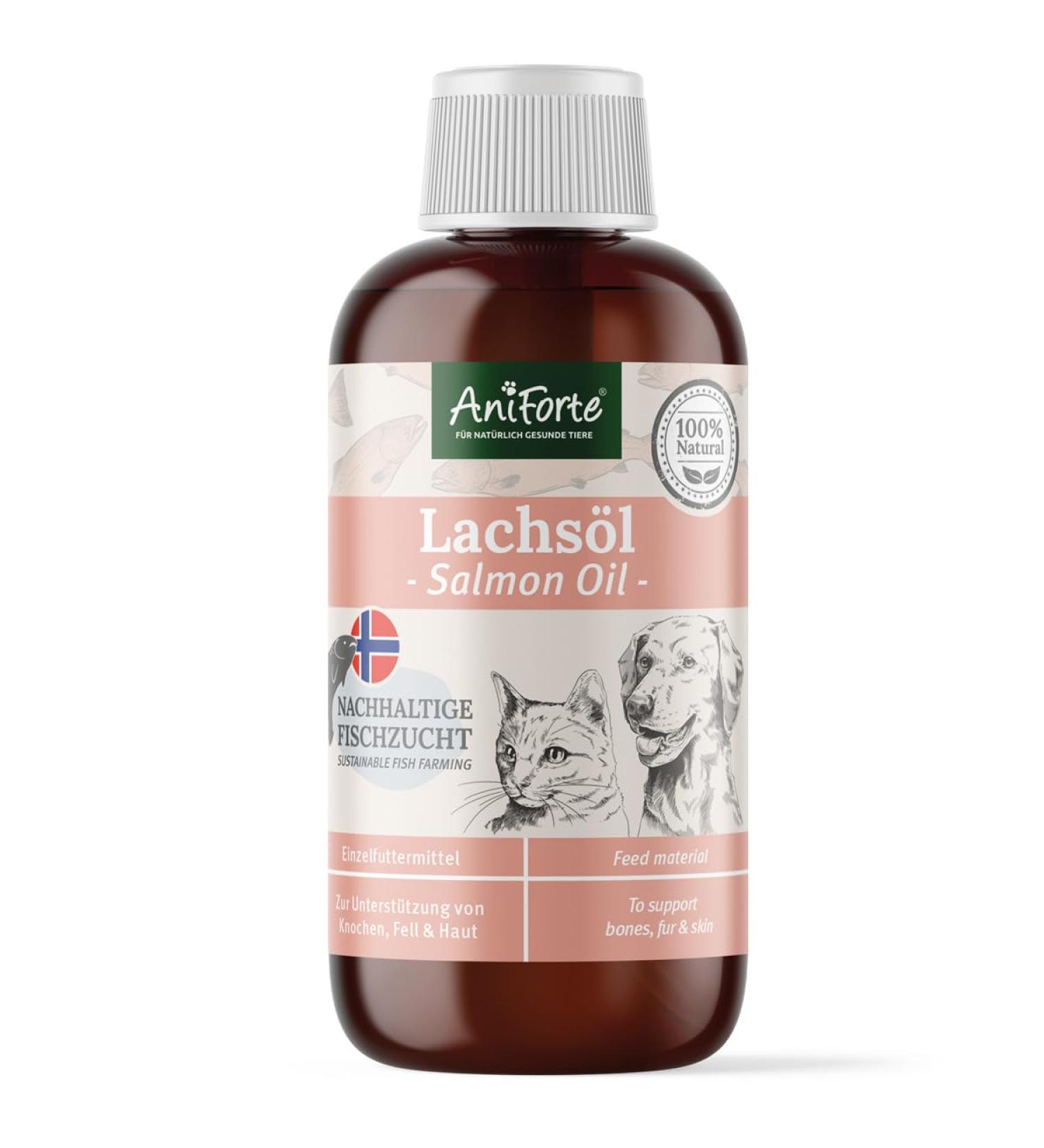 Aniforte Nature Salmon Oil for Dogs & Cats 250ml | Norwegian Omega 3 Oil for Skin & Hair - All-Natural No Artificial Additives - Buy Online on GoSupps.com