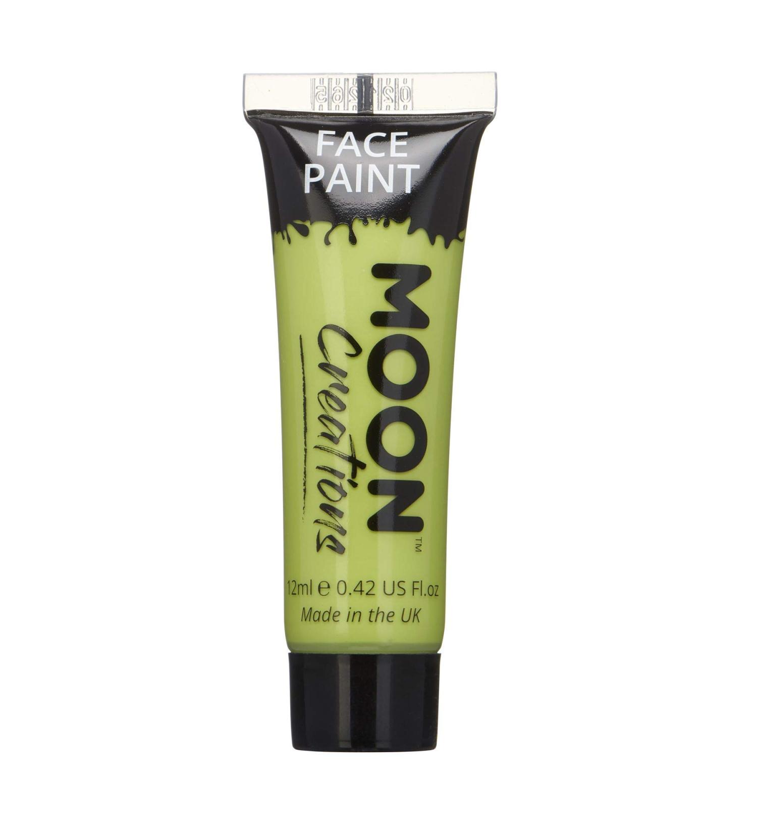 Moon Creations Lime Green Face & Body Paint Tubes 12ml - Ready to Use, No Flake, Cruelty Free | Made in UK | For Kids, Adults, Fancy Dress, Festivals, Halloween - Buy Online on GoSupps.com