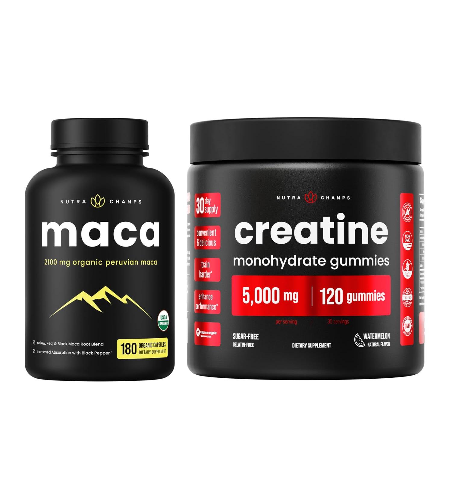 NutraChamps Complete Stamina & Muscle Recovery Bundle: Creatine Gummies & Maca Capsules Duo - Buy Online on GoSupps.com