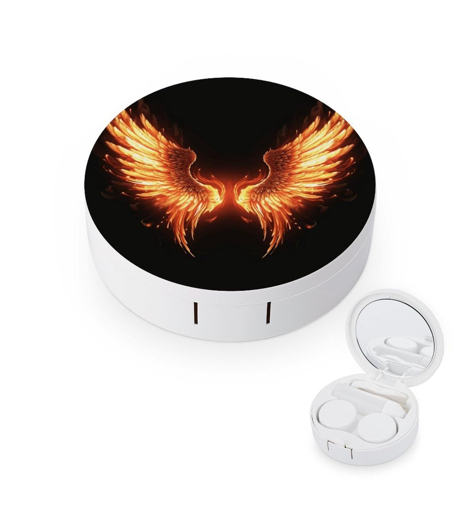 Fire Angle Wings Print Contact Lens Case - Travel Care Box for Lenses | International Shipping Available - Buy Online on GoSupps.com