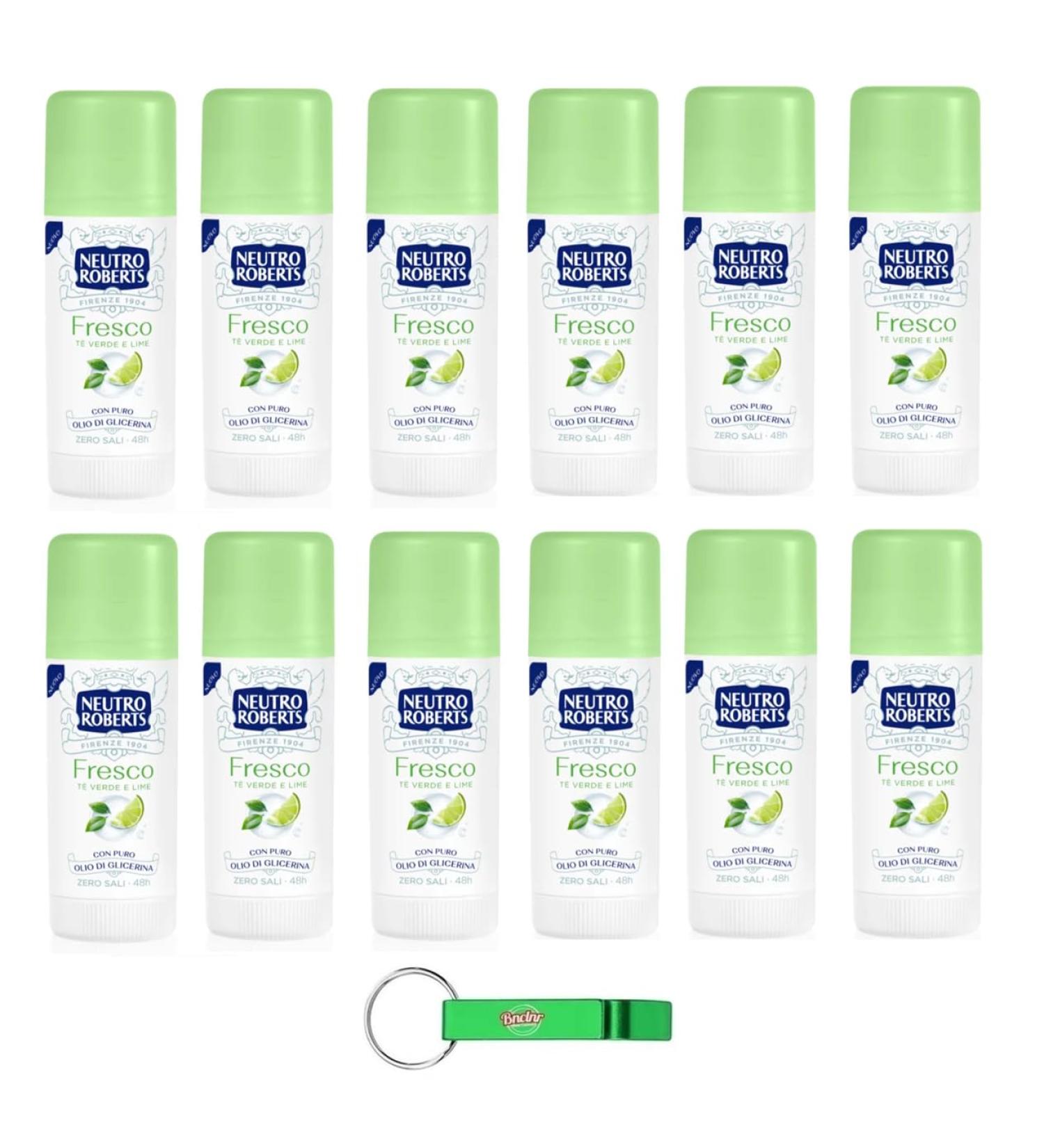 Neutro Roberts Fresco Lot de 12 d odorants en stick au th vert et citron vert 0 % sels d'aluminium 40 ml + porte-cl s Beni Culinari - Buy Online on GoSupps.com