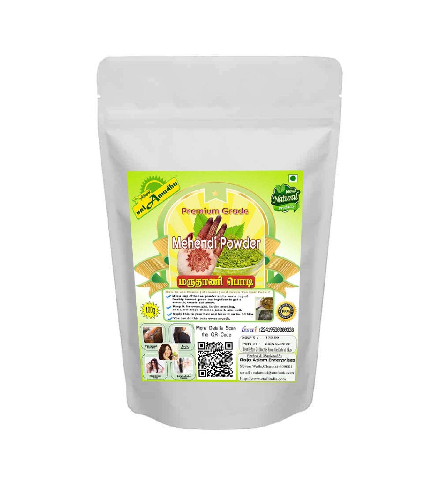 nalAmudhu Henna Powder | Natural Pure Henna | Marudhani | Mehendi Powder 100g - Buy Online on GoSupps.com