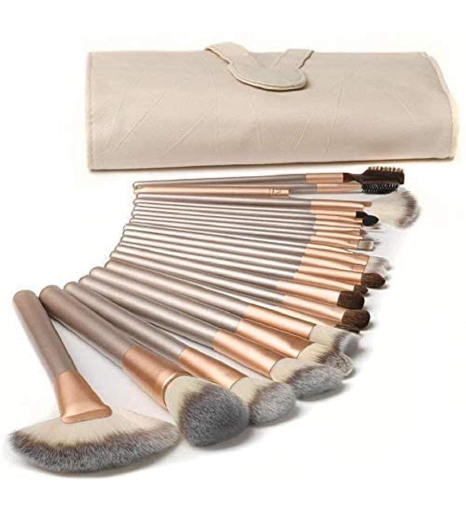 TTRWIN 18 Pcs Professional Makeup Brush Set - Synthetic Kabuki Brushes for Face, Blush, Lip, Eyeshadow, Eyeliner, Foundation & Powder - Cosmetic Brushes Kit with PU Leather Bag - Beige Set - Buy Online on GoSupps.com