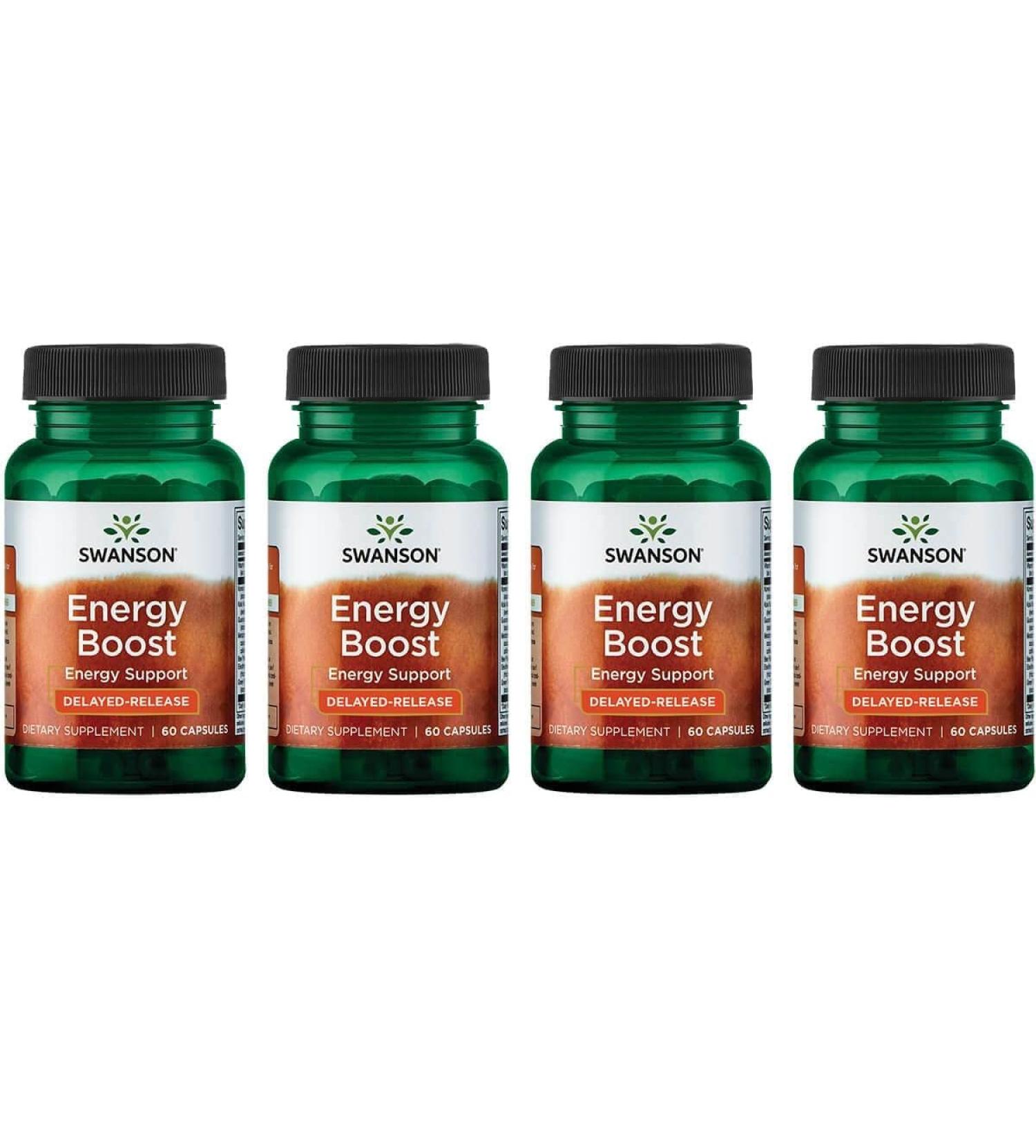 Swanson Energy Boost - Designed Release 60 Veg Caps - 4 Pack for Optimal Energy | International Shipping Available - Buy Online on GoSupps.com