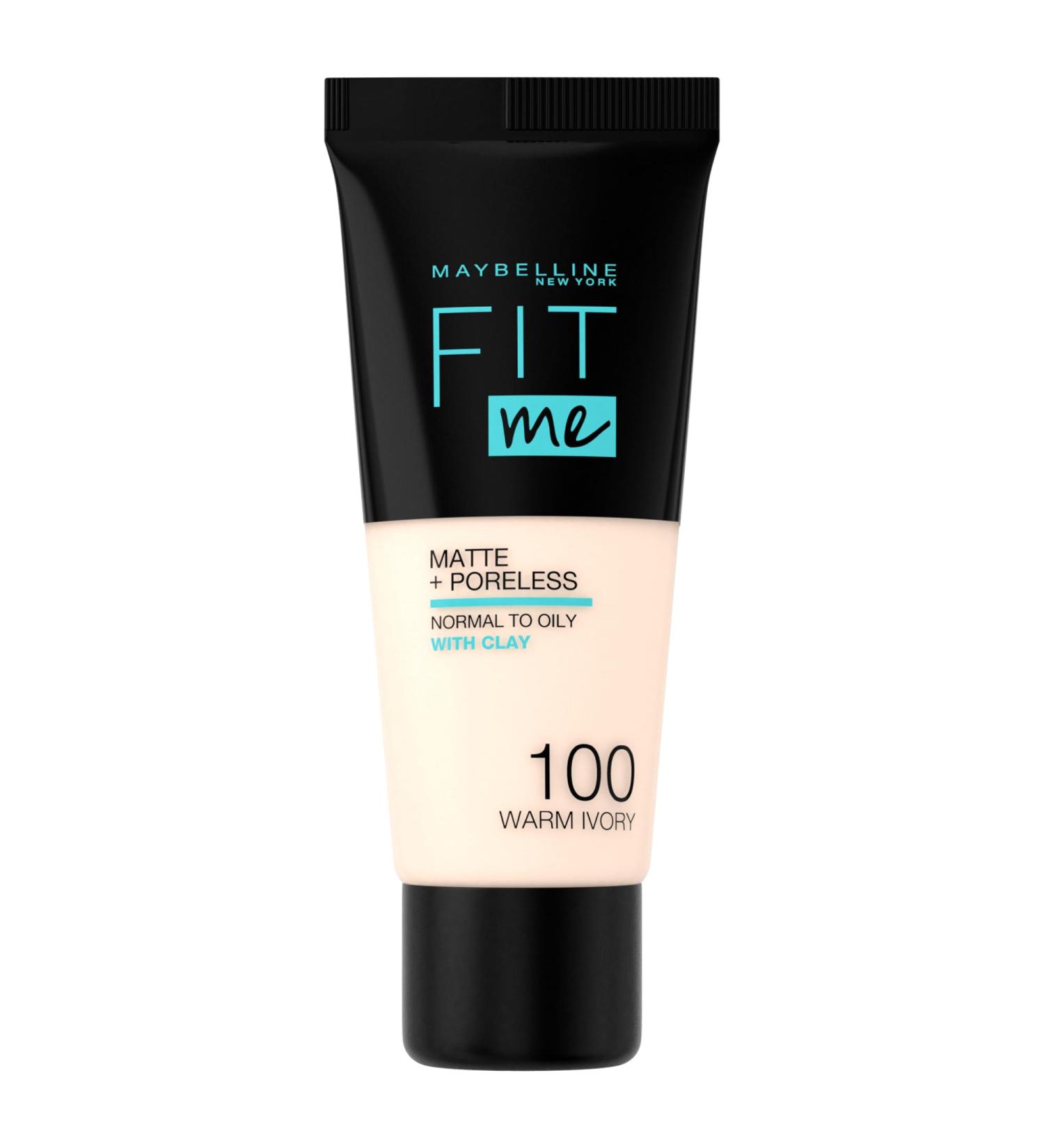 Maybelline Fit Me Matte & Poreless Foundation 100 Warm Ivory 30ml - Pack of 1 - Buy Online on GoSupps.com