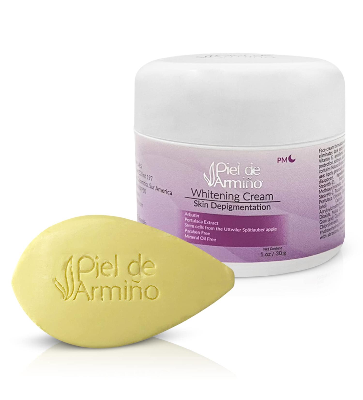 Piel de Armi o Whitening Cream & Sulfur Bar Soap Kit - Natural Skin Care with Arbutin, Vitamin E, and Apple Stem Cells - For Face and Body - Suitable for All Skin Types - Buy Online on GoSupps.com