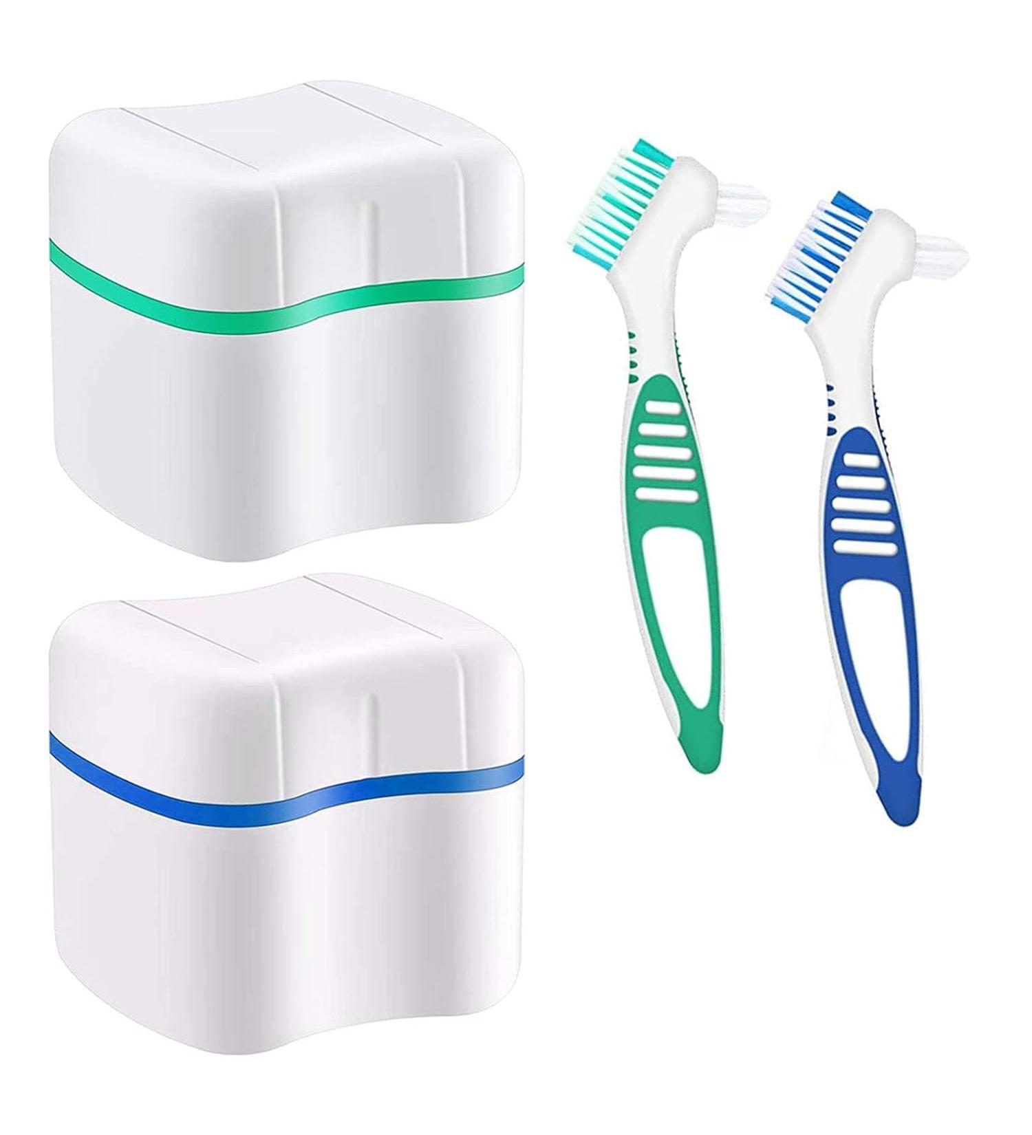 Prosthesis Cases & Storage Box Set | Clean & Store False Teeth | Green & Blue Prosthesis Container with Cleaning Brushes - Buy Online on GoSupps.com