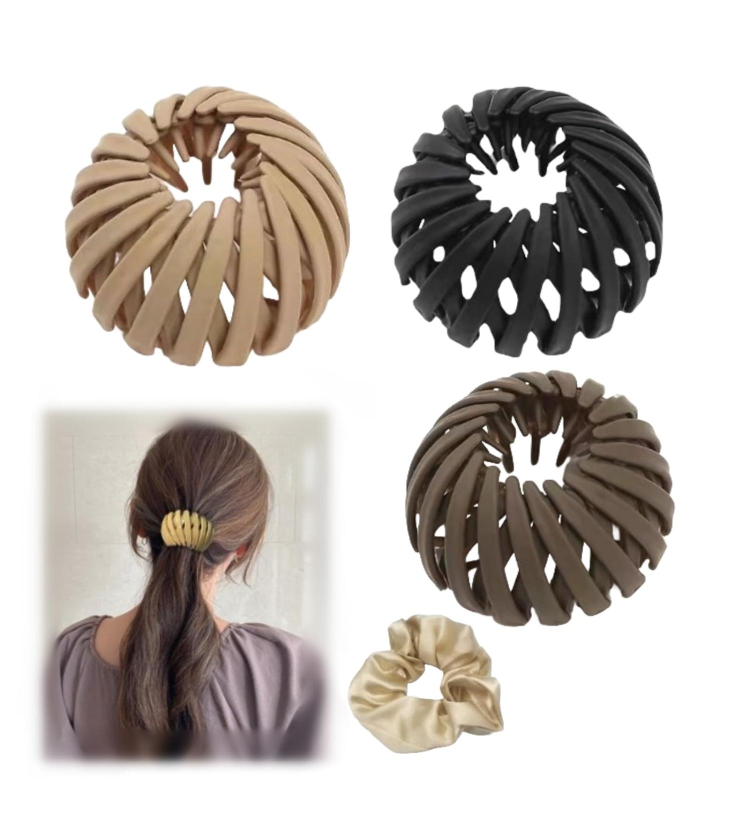 Beaumoment Bird Nest Magic Hair Clip Hair Holder Ponytail Holders Birdnest Magic Hair Clip Hair Accessories for Women (3Pcs-D) - Buy Online on GoSupps.com