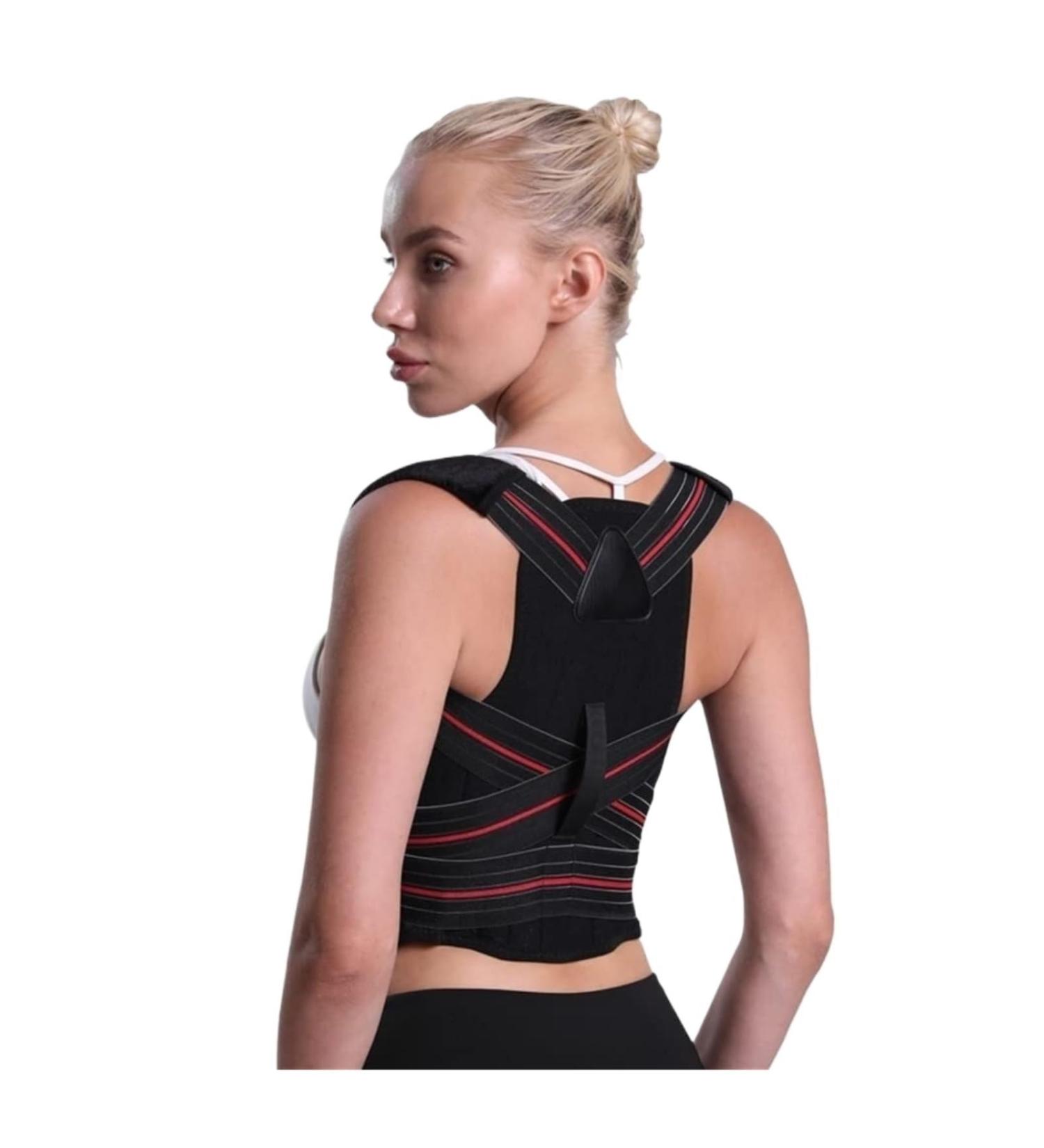 Back Brace Lumbar Support Adjustable Posture Corrector Back Support Invisible Shoulder Back Brace Lumbar Spine Waist Belt(Large) Large Black - Buy Online on GoSupps.com