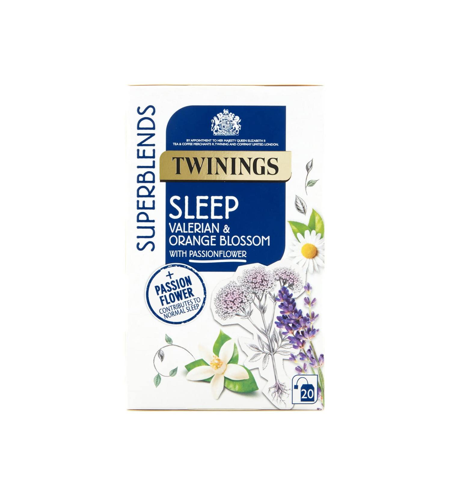 Twinings Superblends Sleep Tea Valerian & Orange Blossom with Passionflowers 20 Tea Bags - Buy Online on GoSupps.com