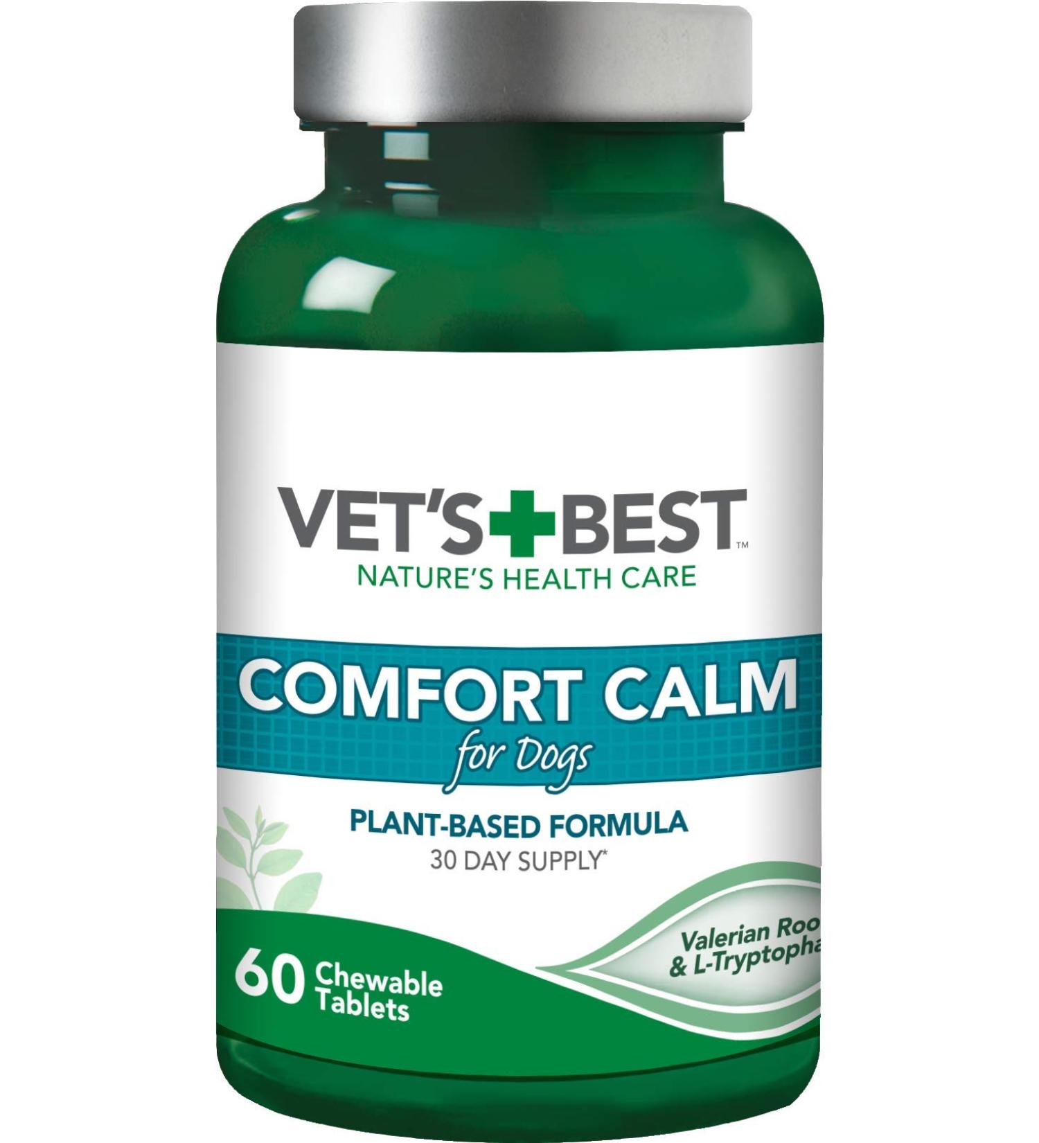 Vet's Best Comfort Calm Supplements for Dogs Helps Calm Dogs - Promotes Relaxation and Balanced Behavior - 60 Chewable Tablets - Buy Online on GoSupps.com