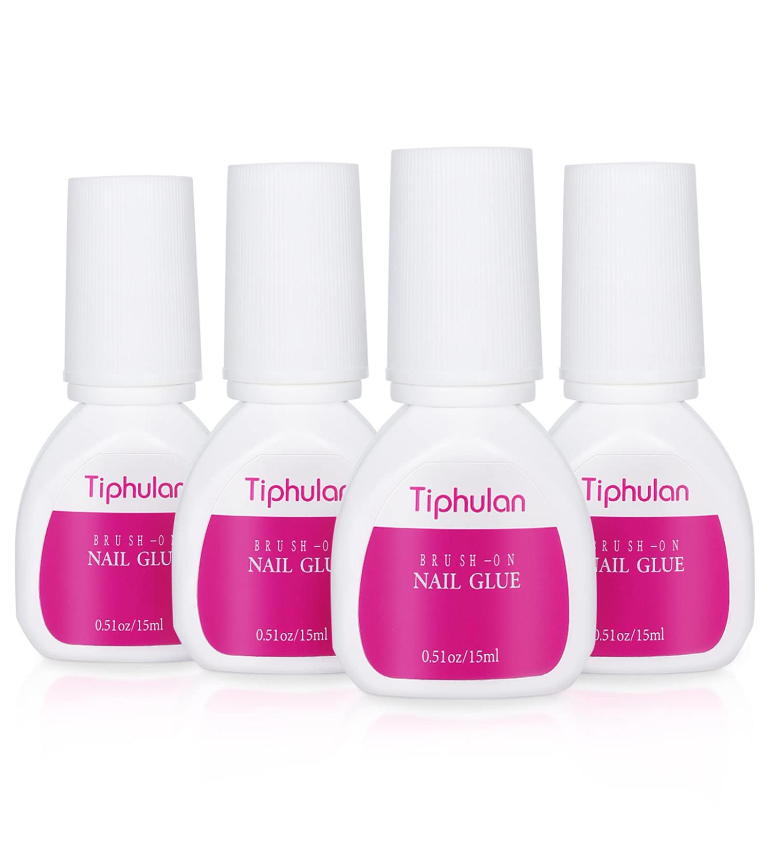 Tiphulan Brush on Nail Glue (60ml) - Professional 15ML/pcs Strong Adhesive for Acrylic Nails - Pack of 4 - Buy Online on GoSupps.com