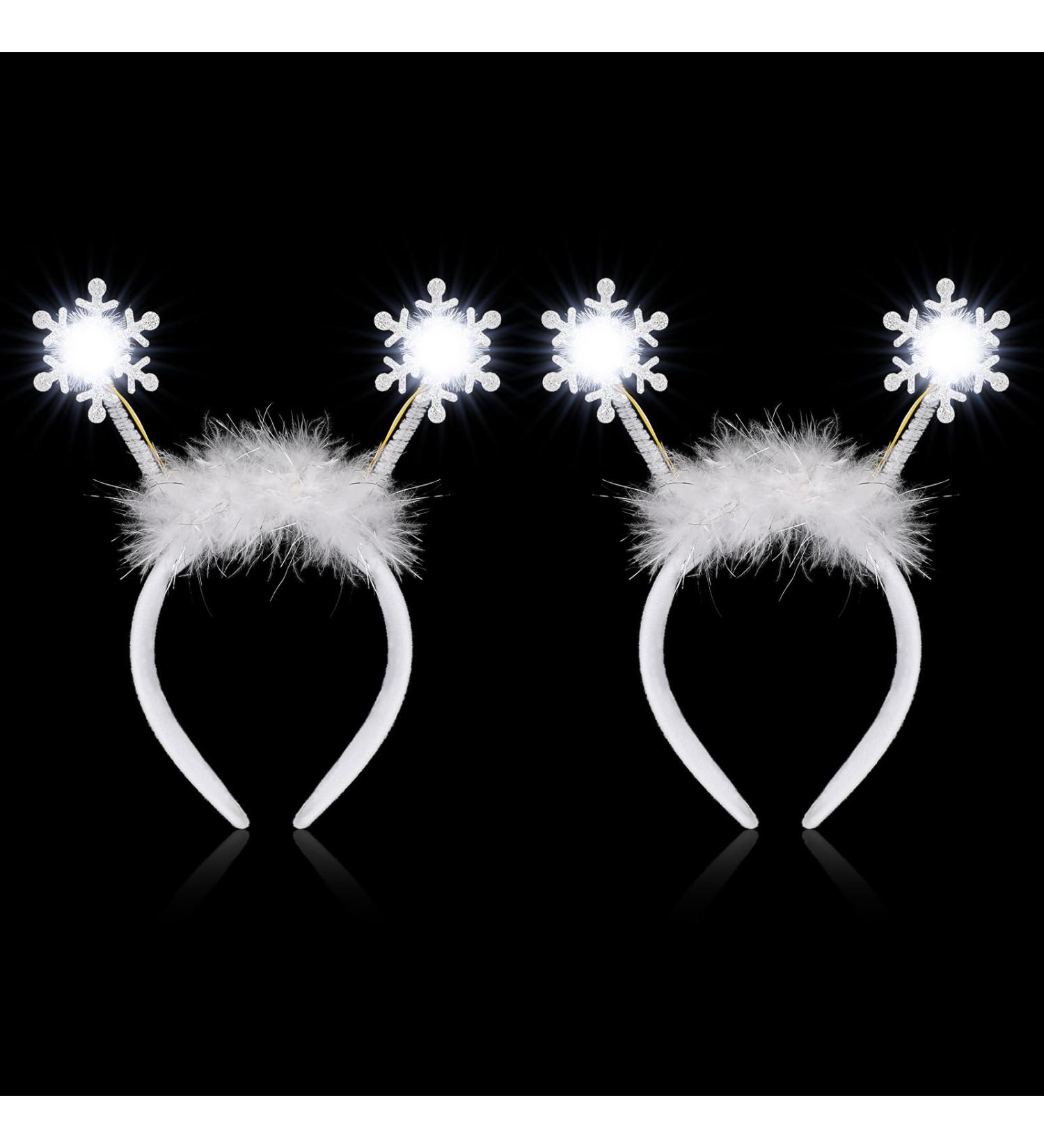 Weewooday 2 Pieces Carnival Light up Snowflakes Head Boppers Feather Snowflake Headbands with White Flashing LED Lights Women Girls Hair Bands White Headdress Snowflake Hair Accessories for Party - Buy Online on GoSupps.com