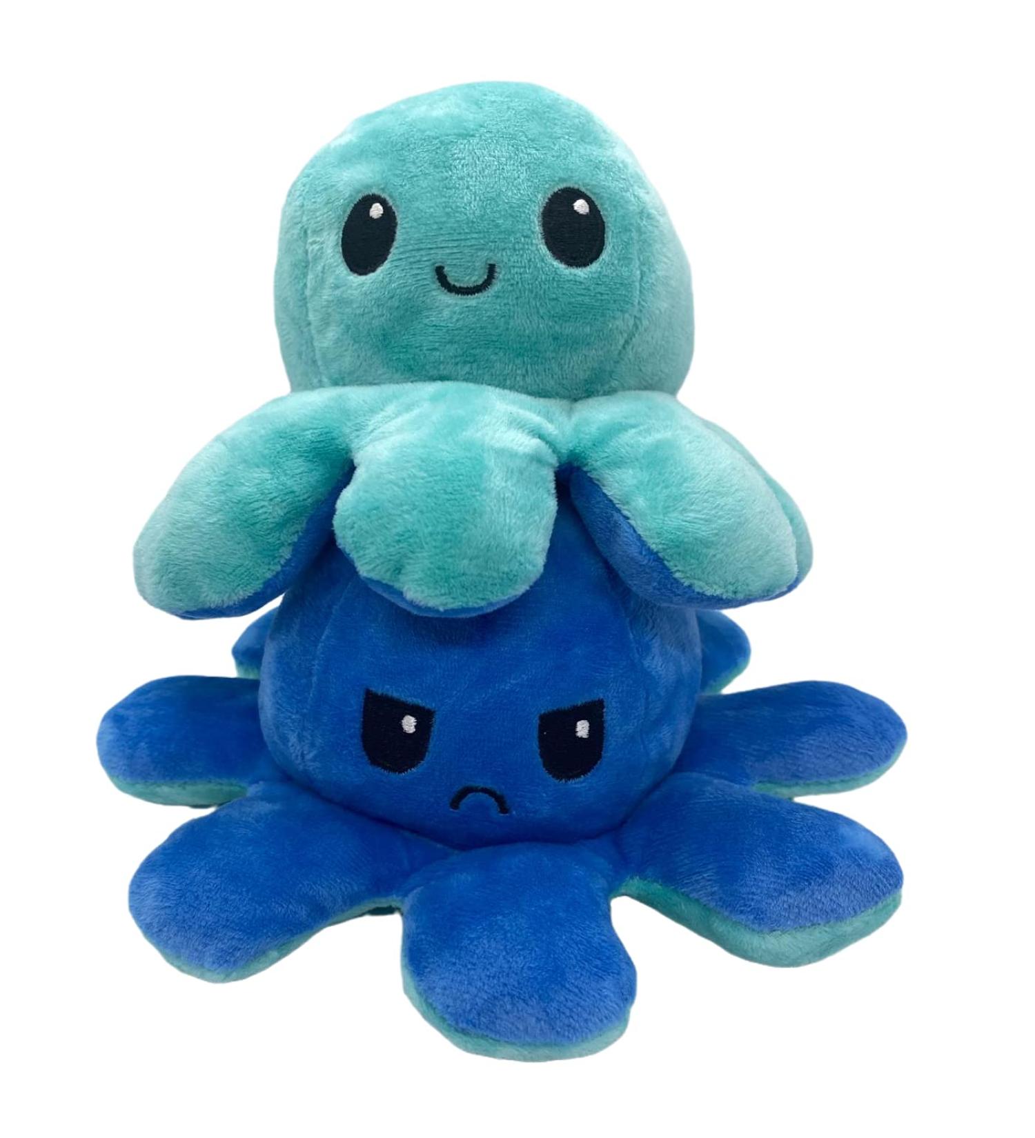 XEANCO Octopus Plushie - Double-Sided Flip Reversible Soft Stuffed Toy for Kids and Friends in Sea Green Blue | Perfect for Playing & Expressing Mood - Buy Online on GoSupps.com