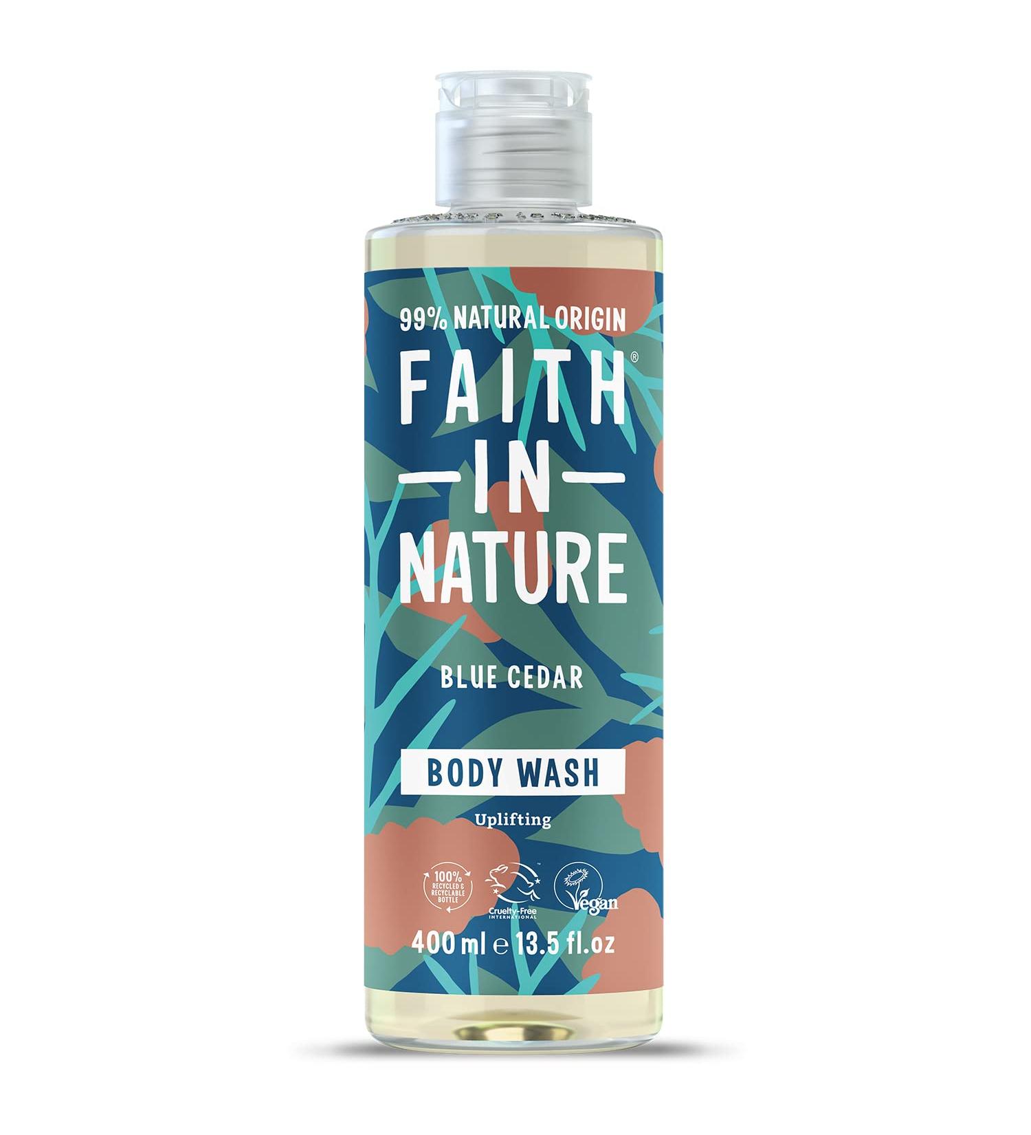 Faith In Nature Blue Cedar Body Wash 400ml - Vegan, Cruelty-Free, No SLS or Parabens - Buy Online on GoSupps.com